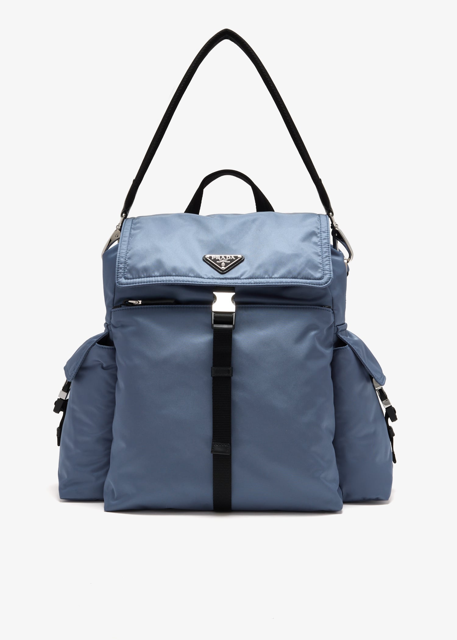 

Prada Explore Re-Nylon and leather backpack, Blue