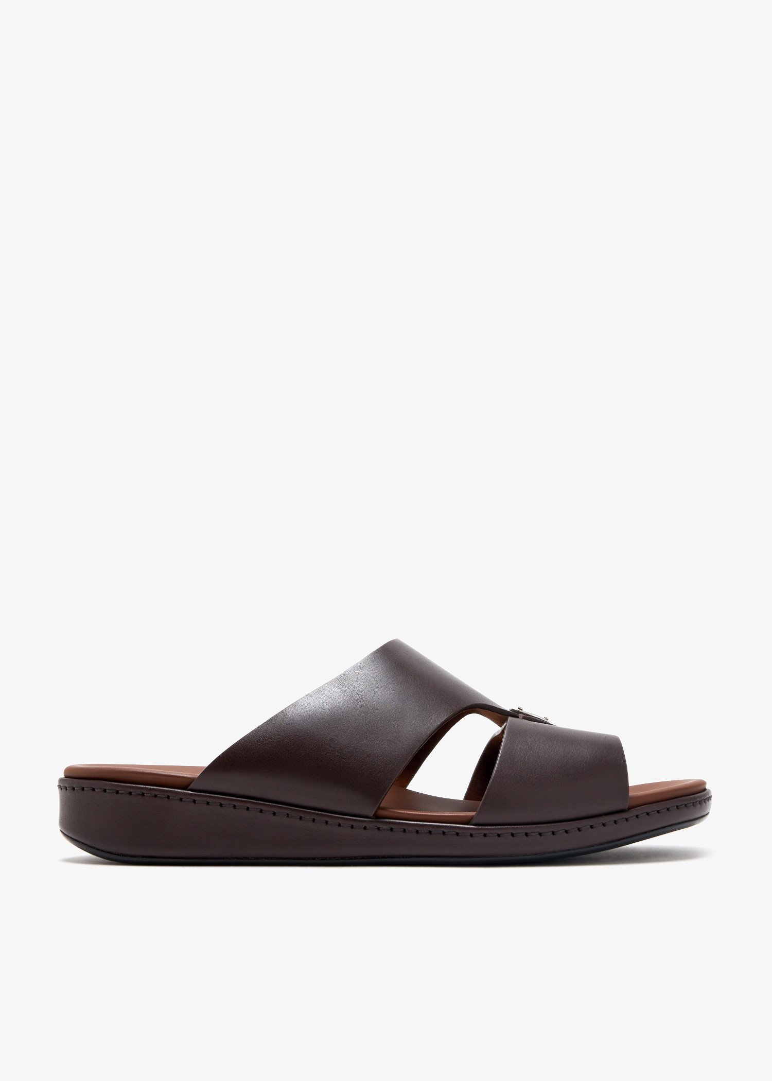 

Leather slide sandals, Brown