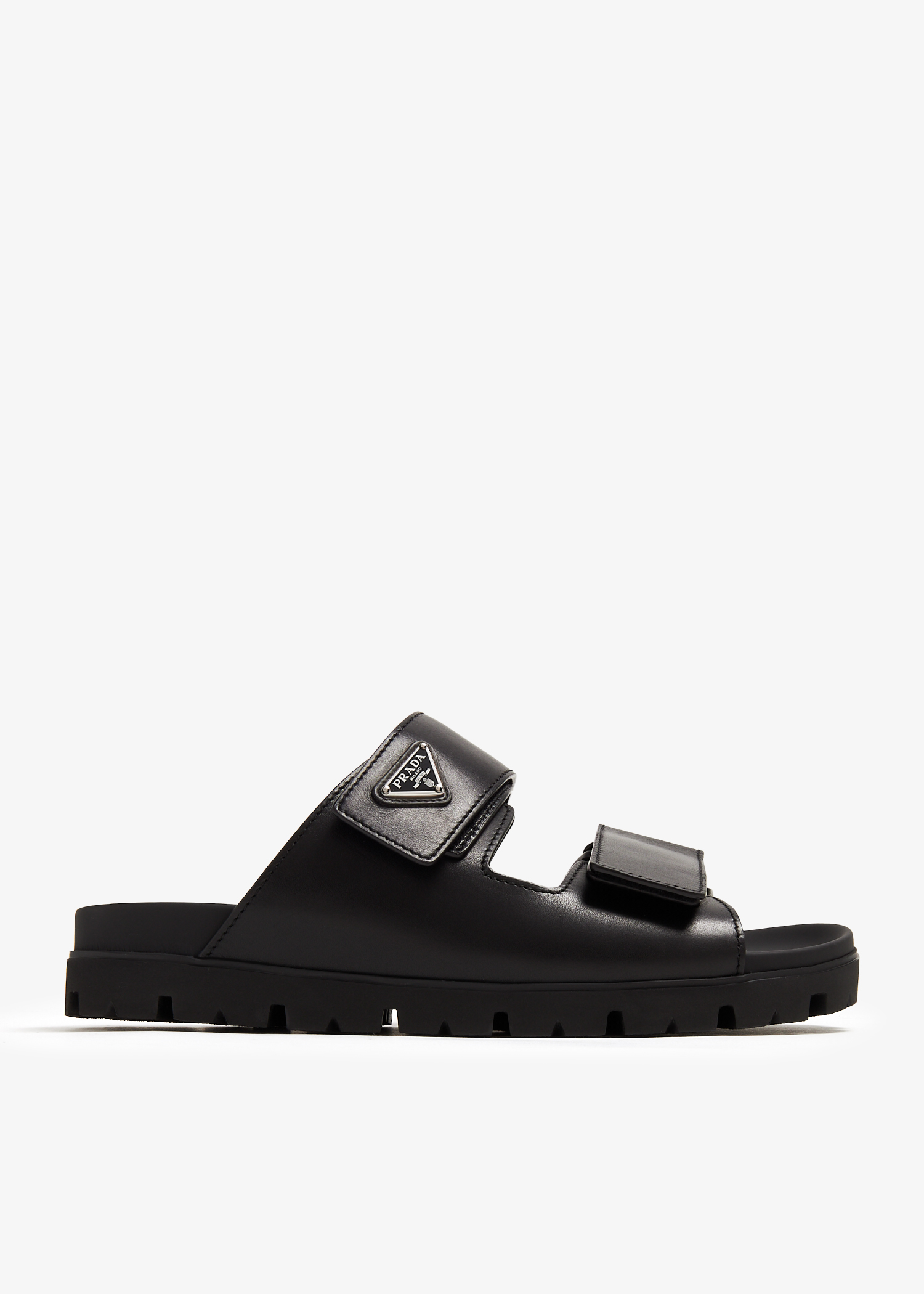 

Leather band slides, Black
