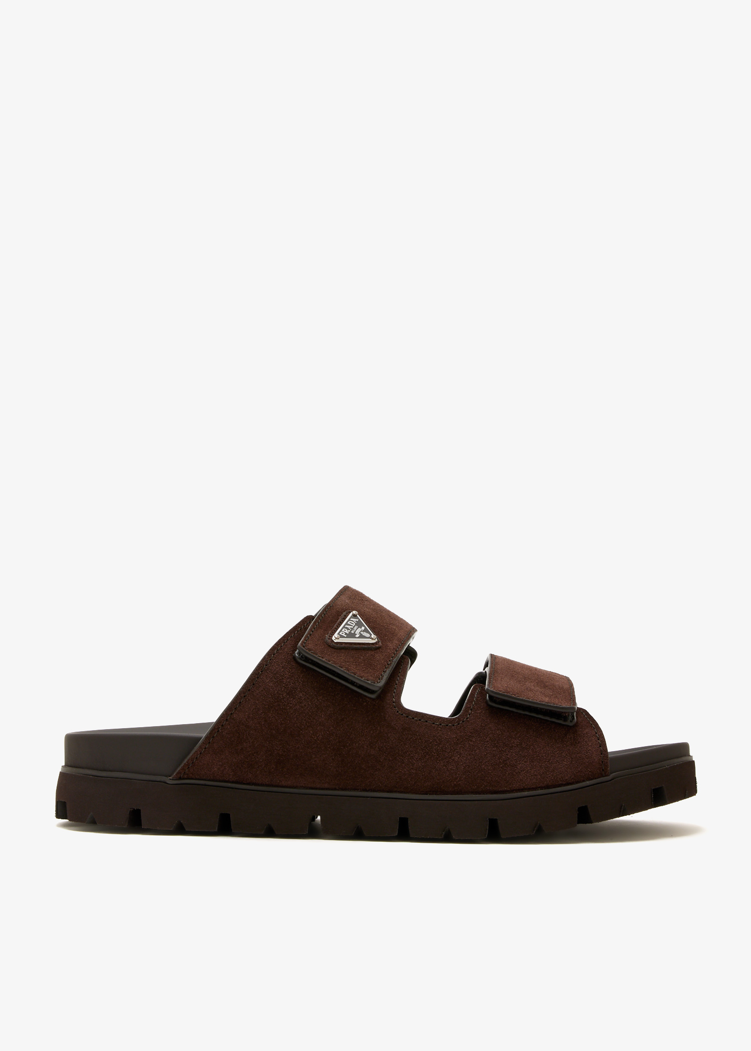 

Suede band sandals, Brown