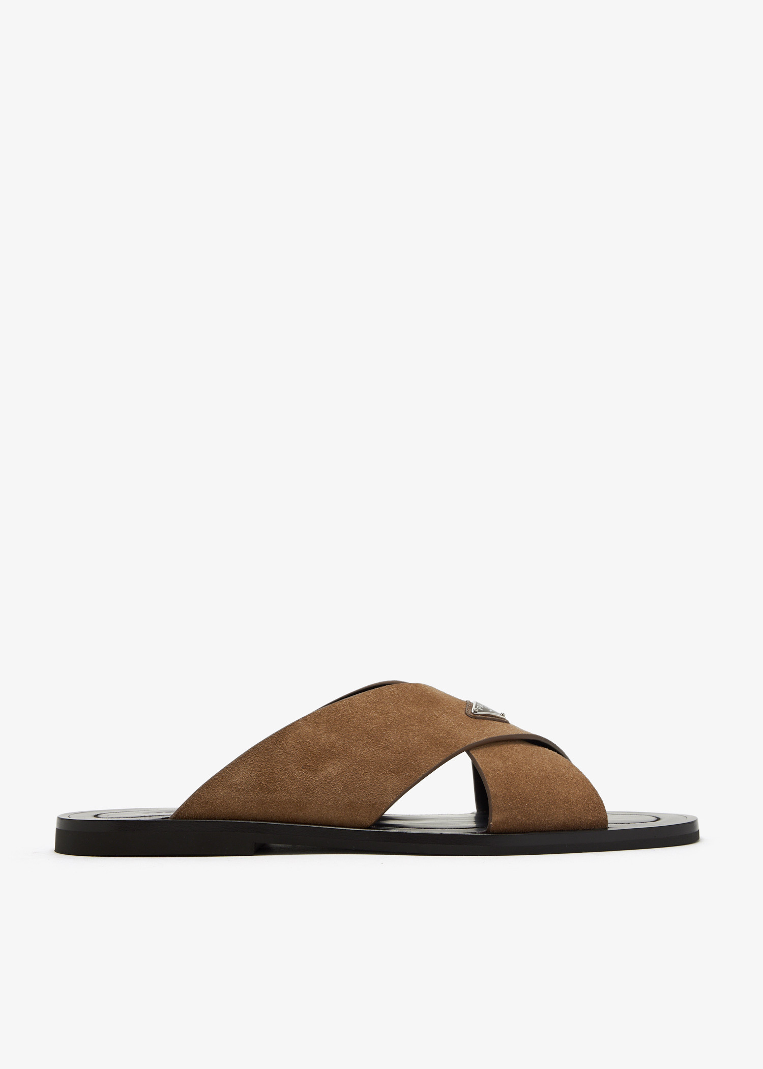 

Suede crisscross sandals, Brown