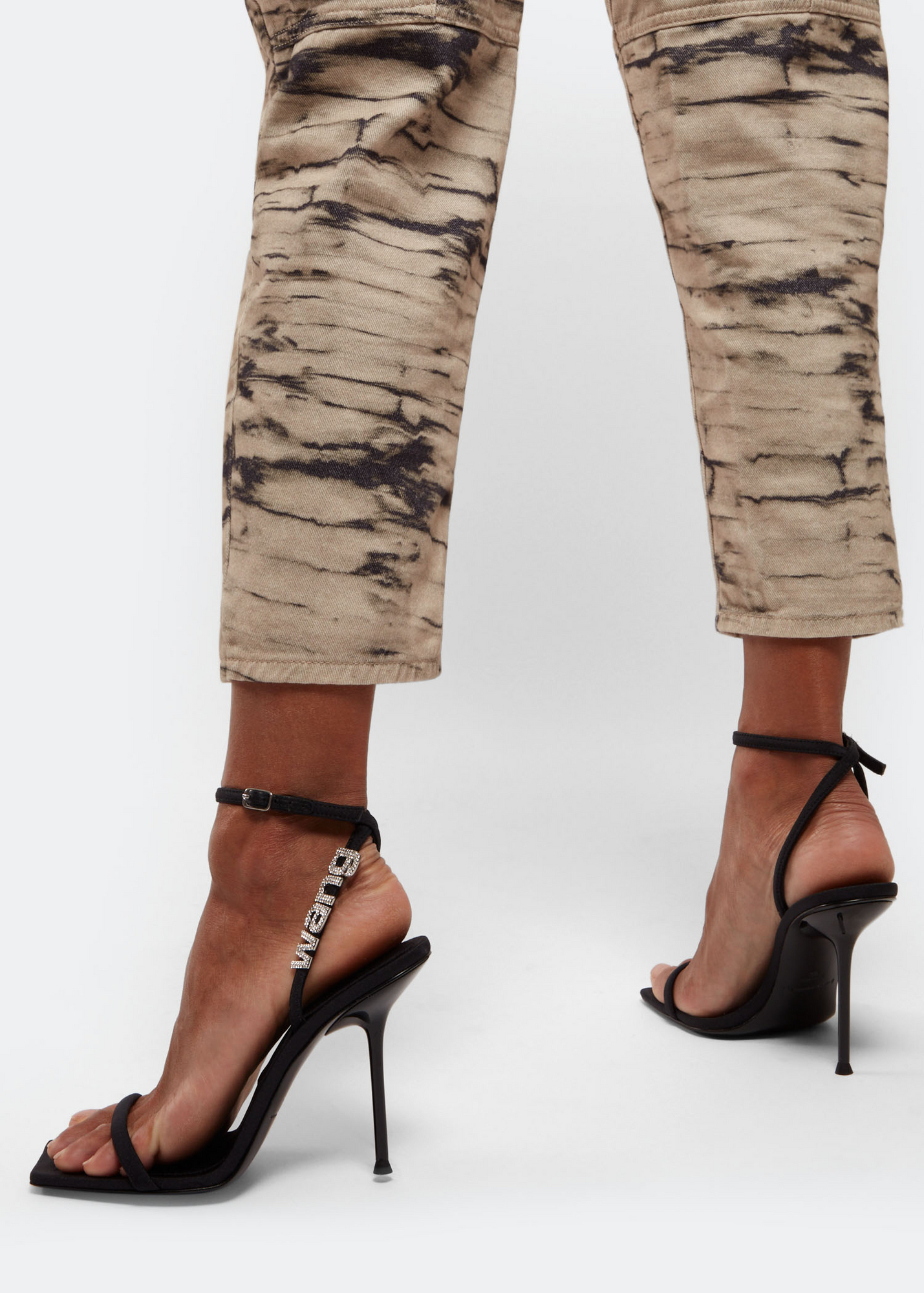 

Julie crystal logo sandals, Black