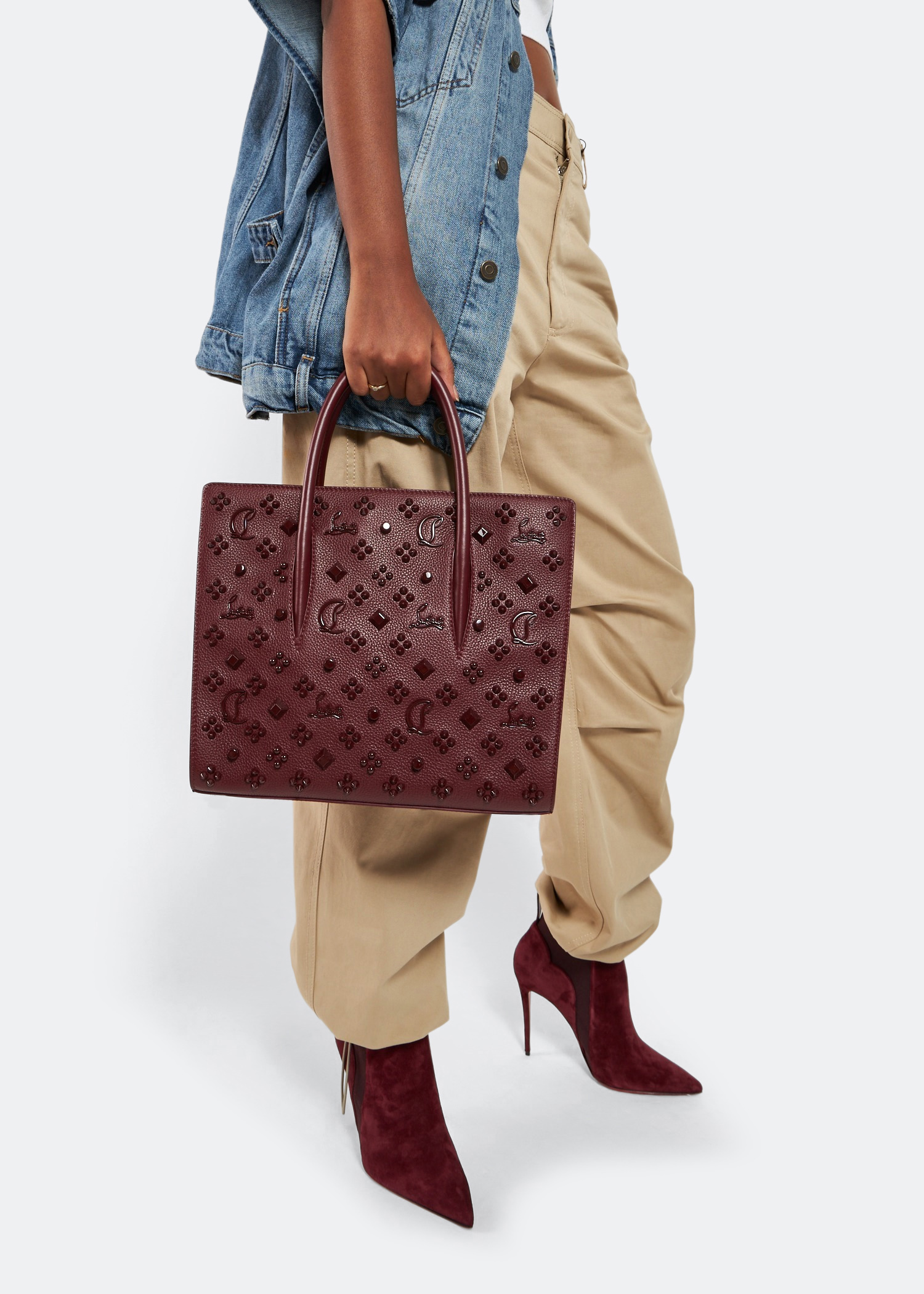 

Paloma spike medium tote bag, Burgundy