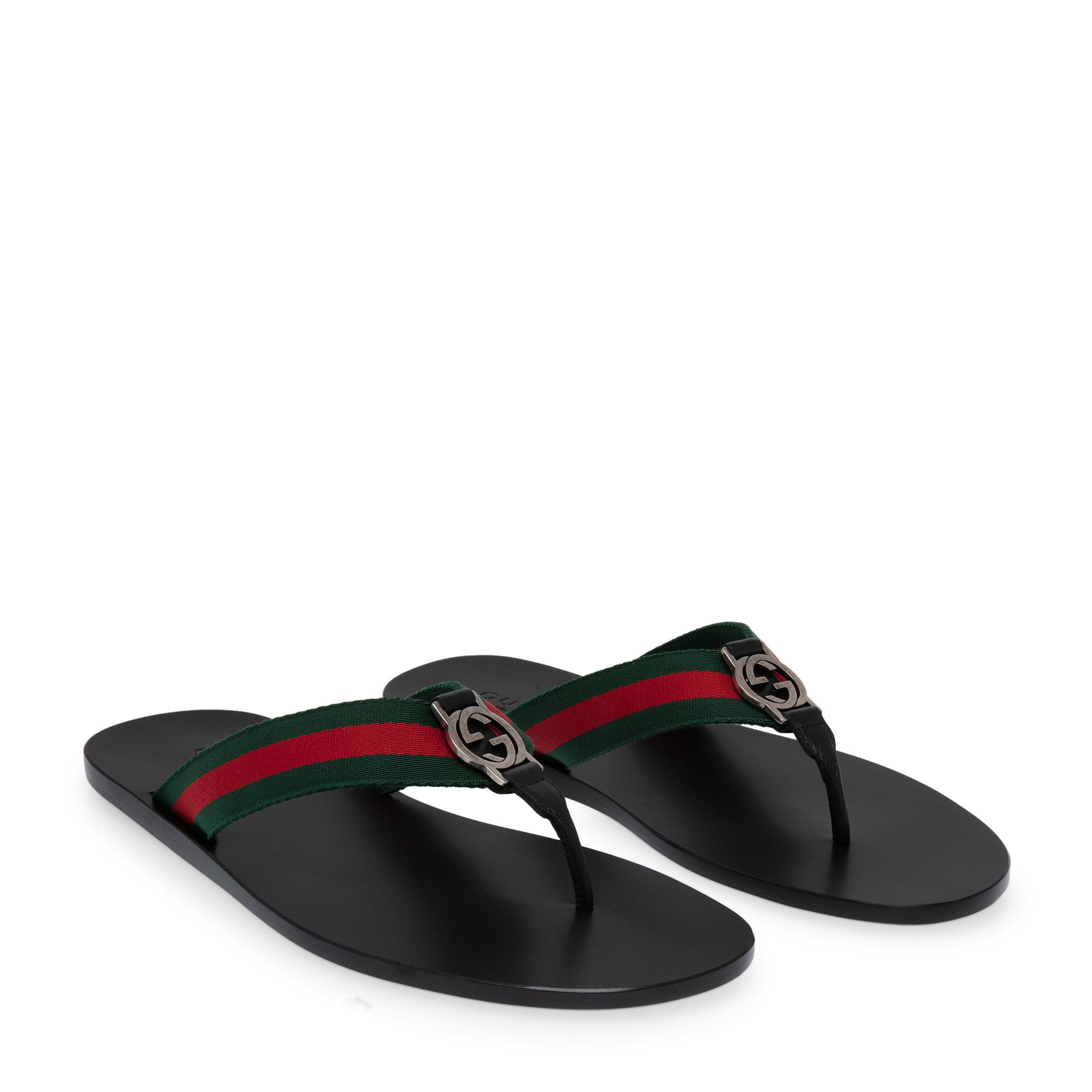 

Web strap thong sandals, Black