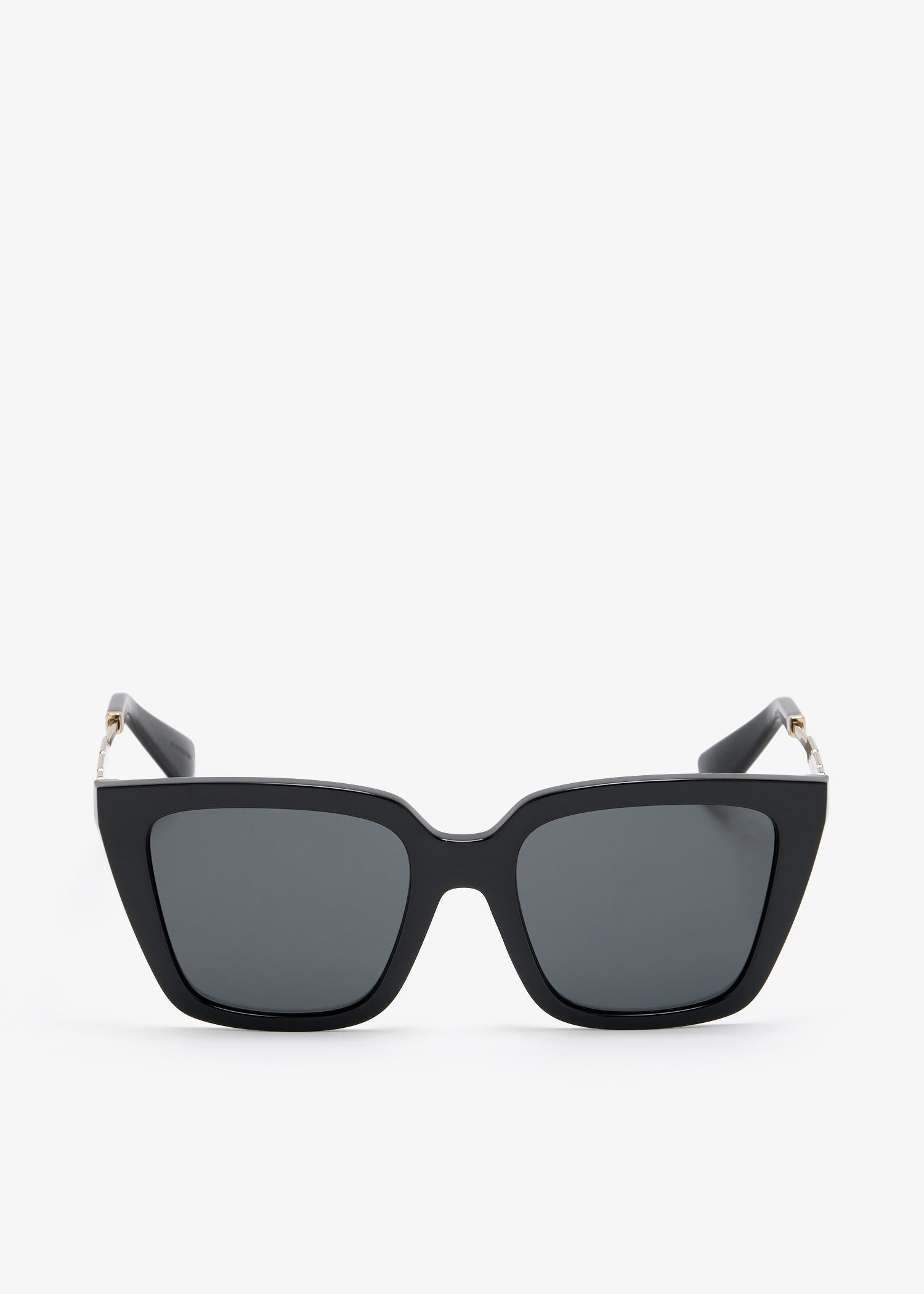 

Check-engraved square sunglasses, Black