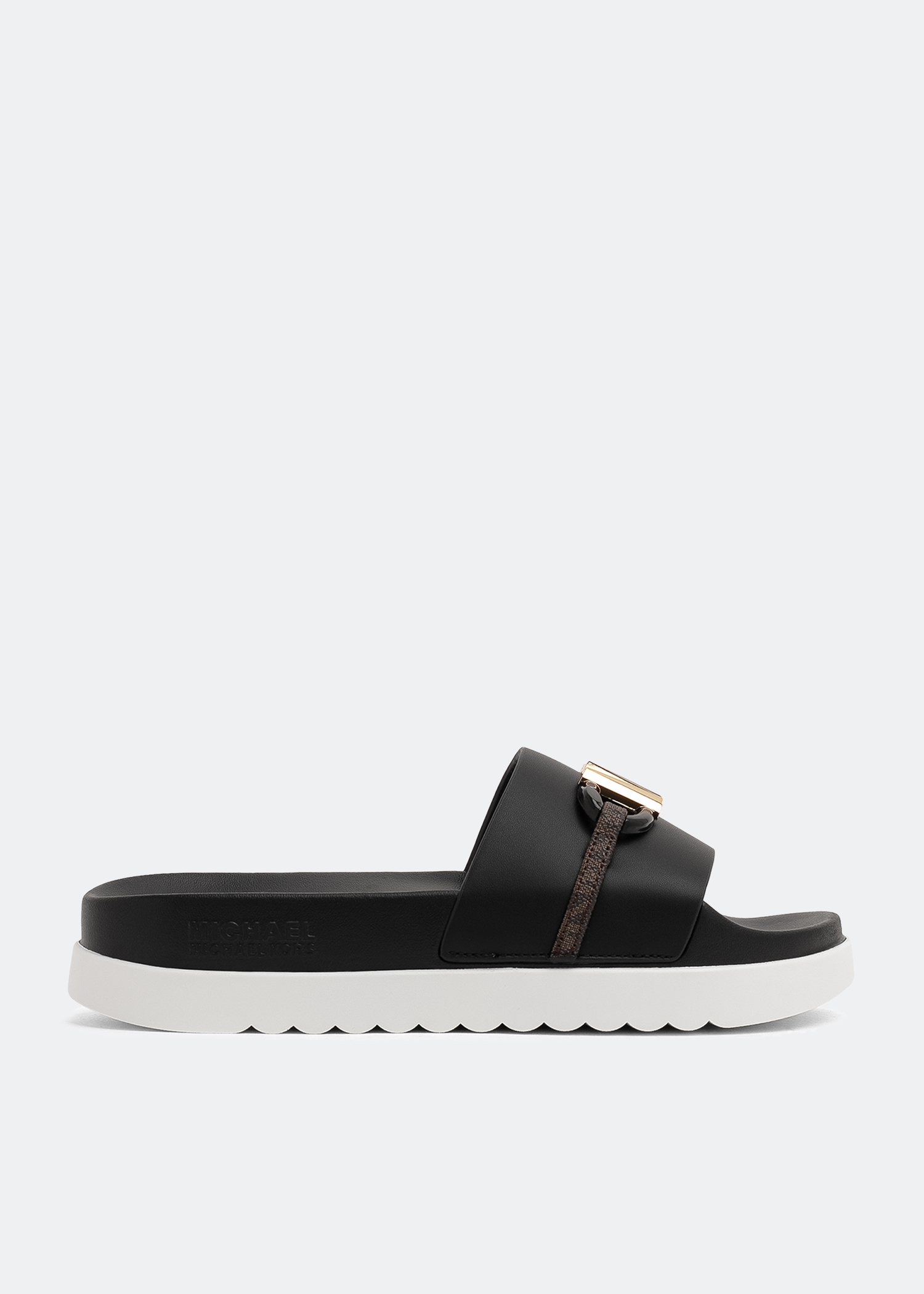 Michael Kors Tyra slides for Women Black in UAE Level Shoes