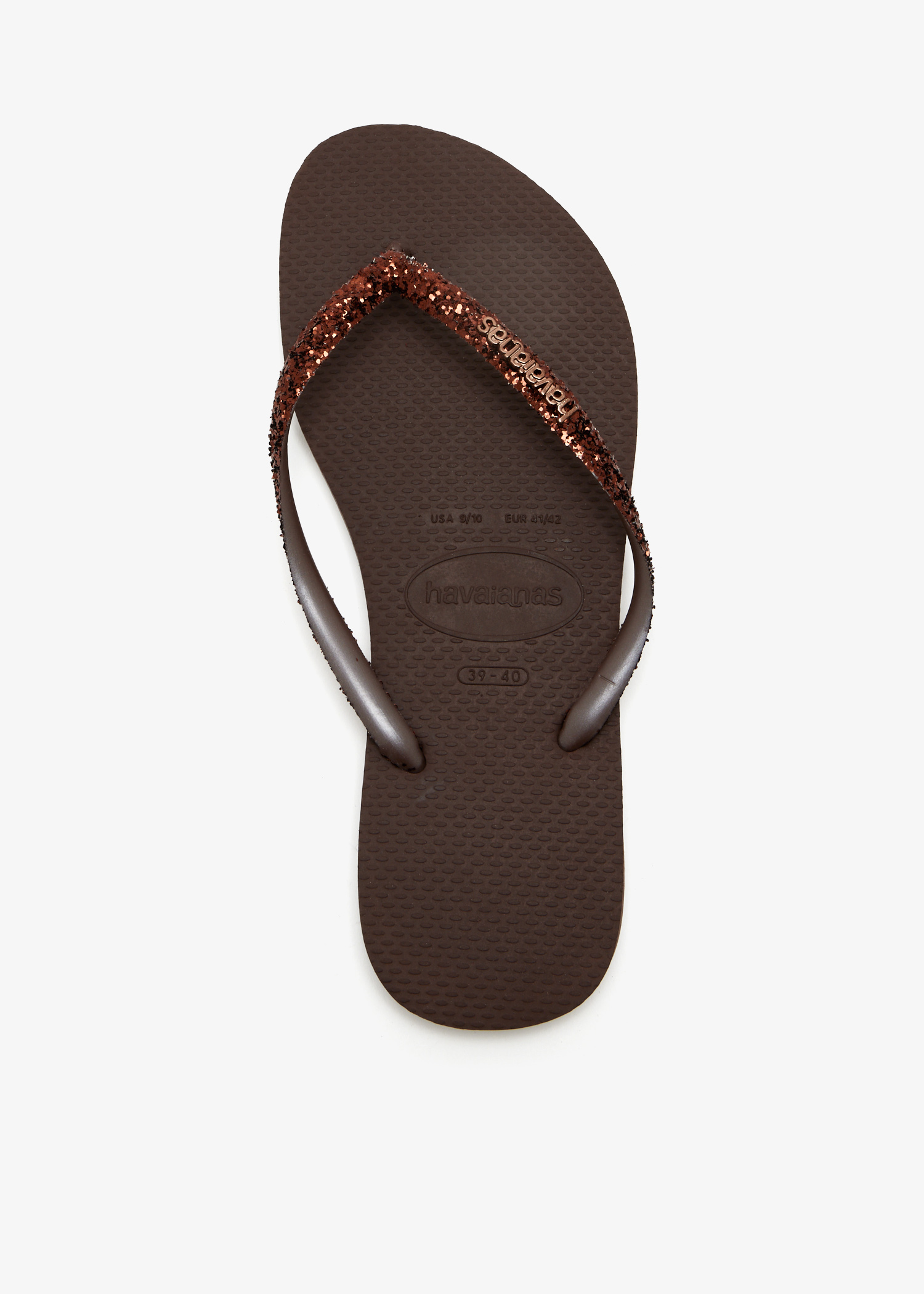 

Slim glitter flip flops, Brown