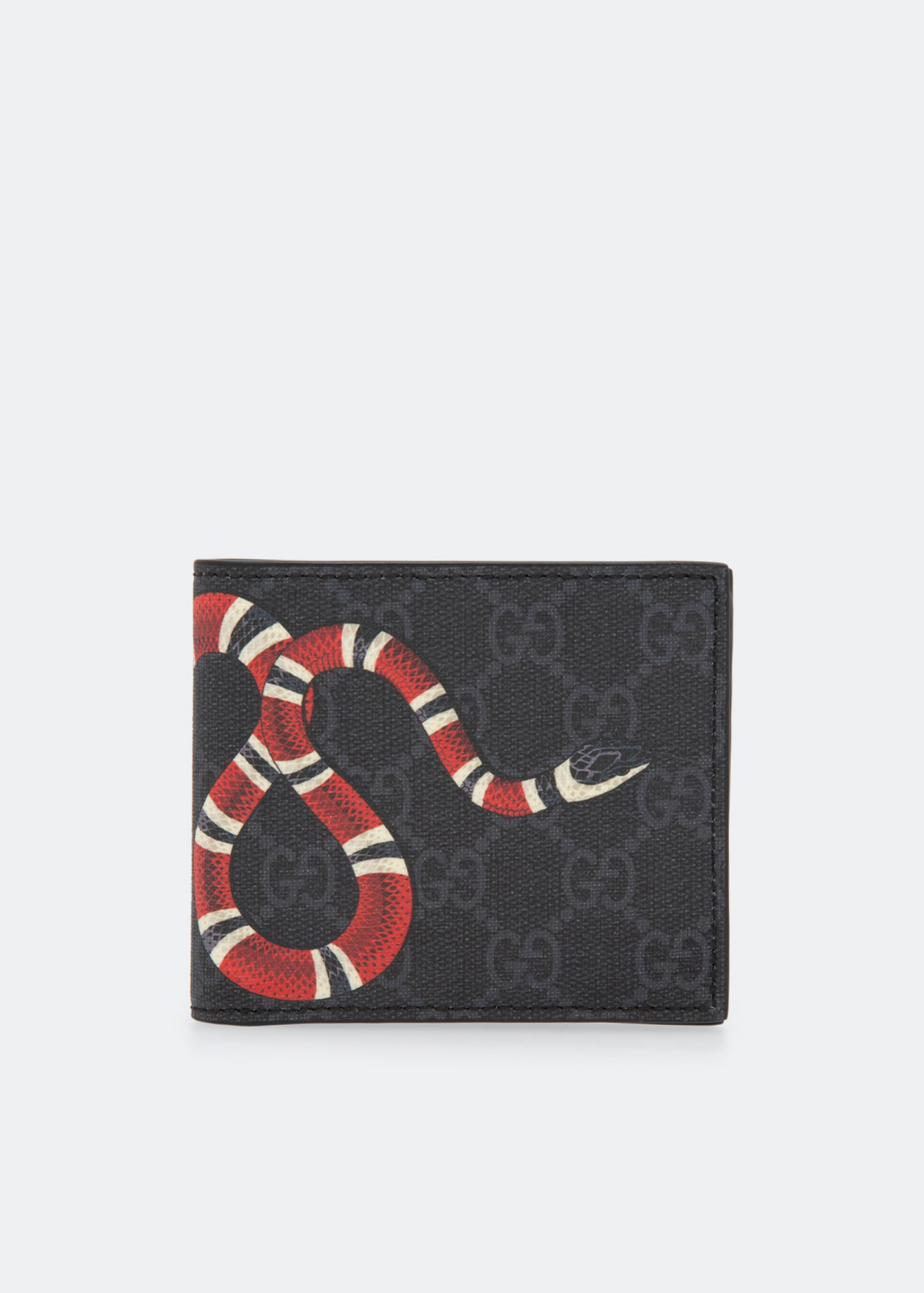 Gucci Bifold Wallet GG Supreme Kingsnake (4 Card Slots) Black in Canvas - US