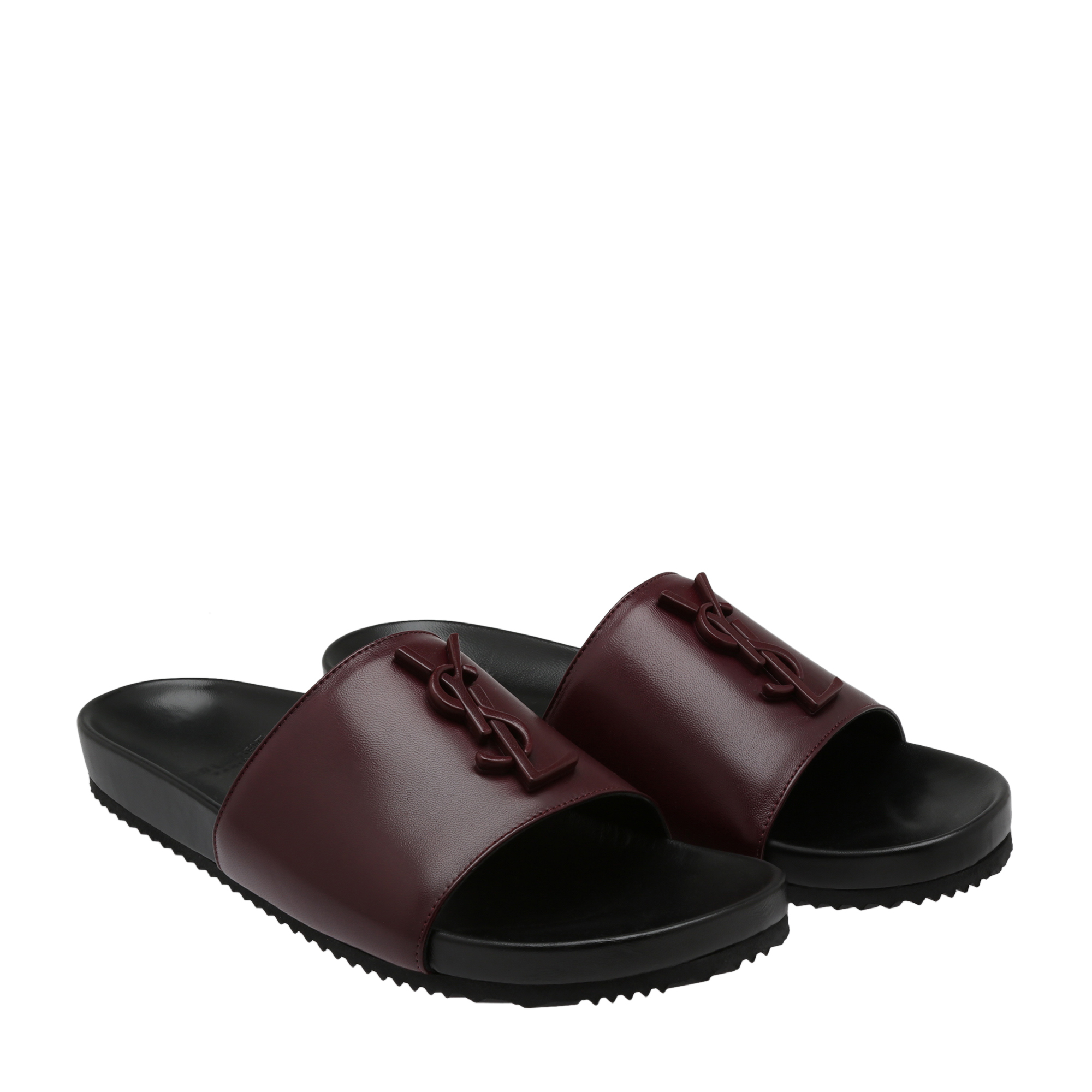 

Joan logo leather slides, Burgundy