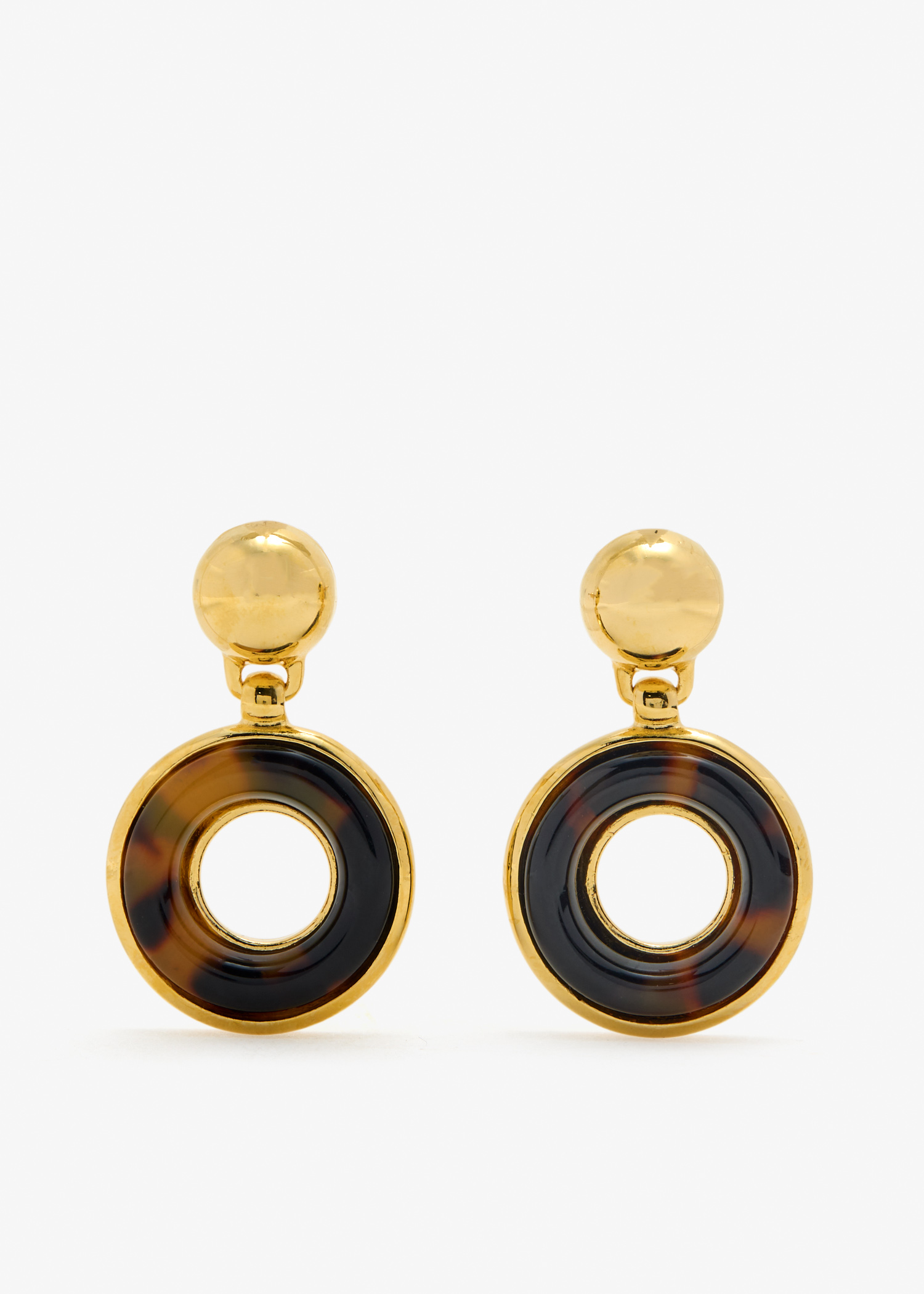 

Tortoise circle earrings, Gold