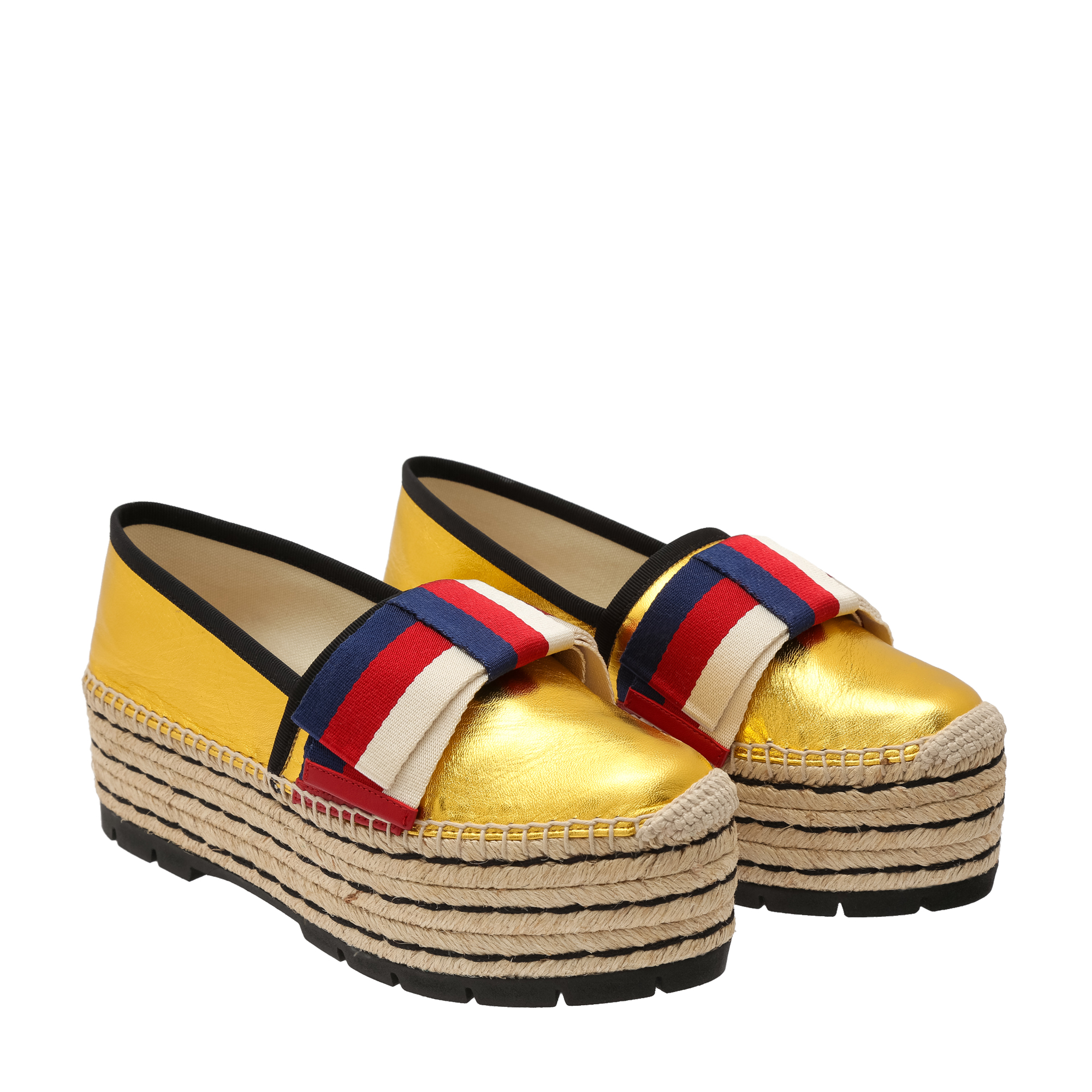 

Leather platform espadrilles, Gold