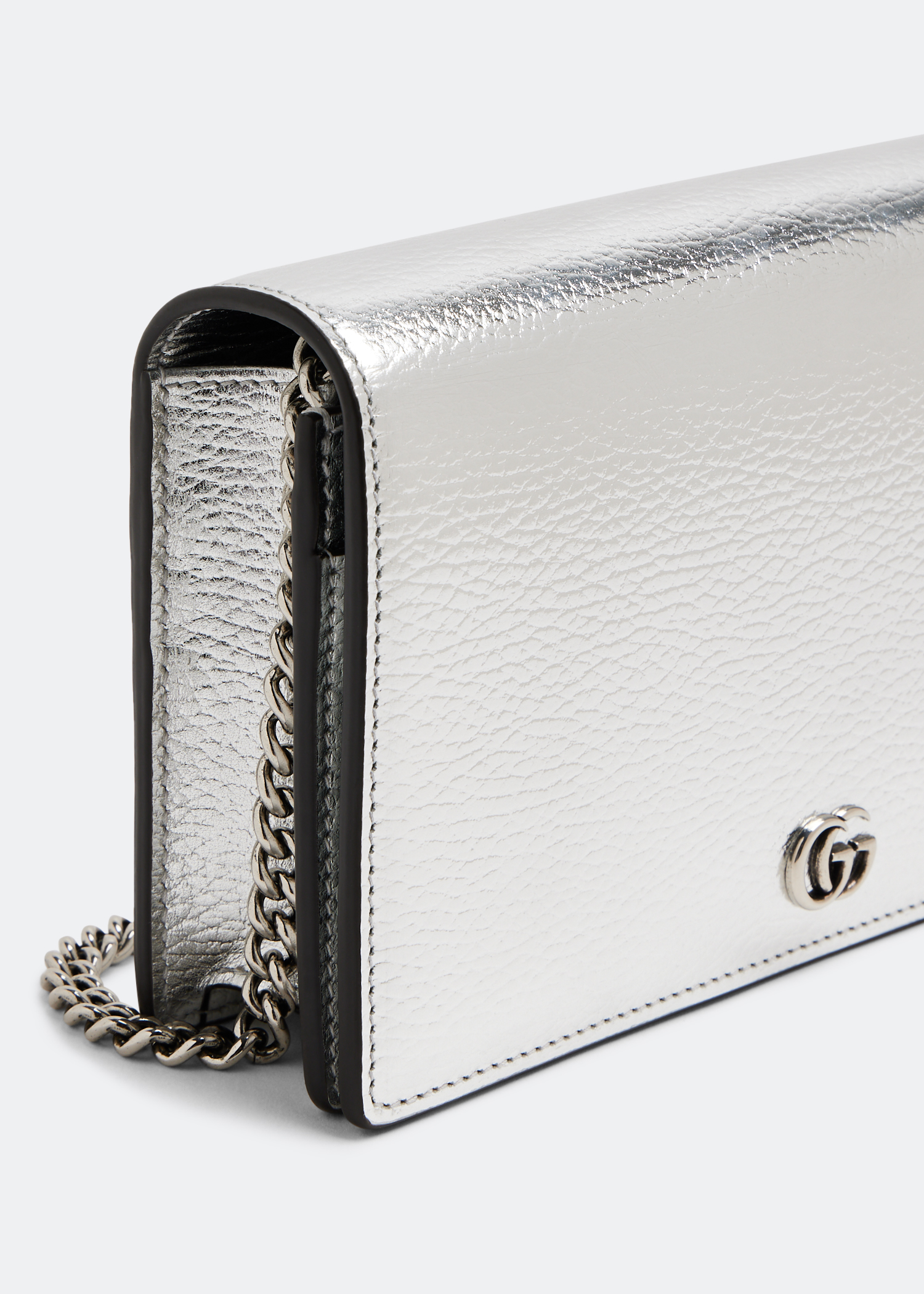 

GG Marmont leather mini chain bag, Silver