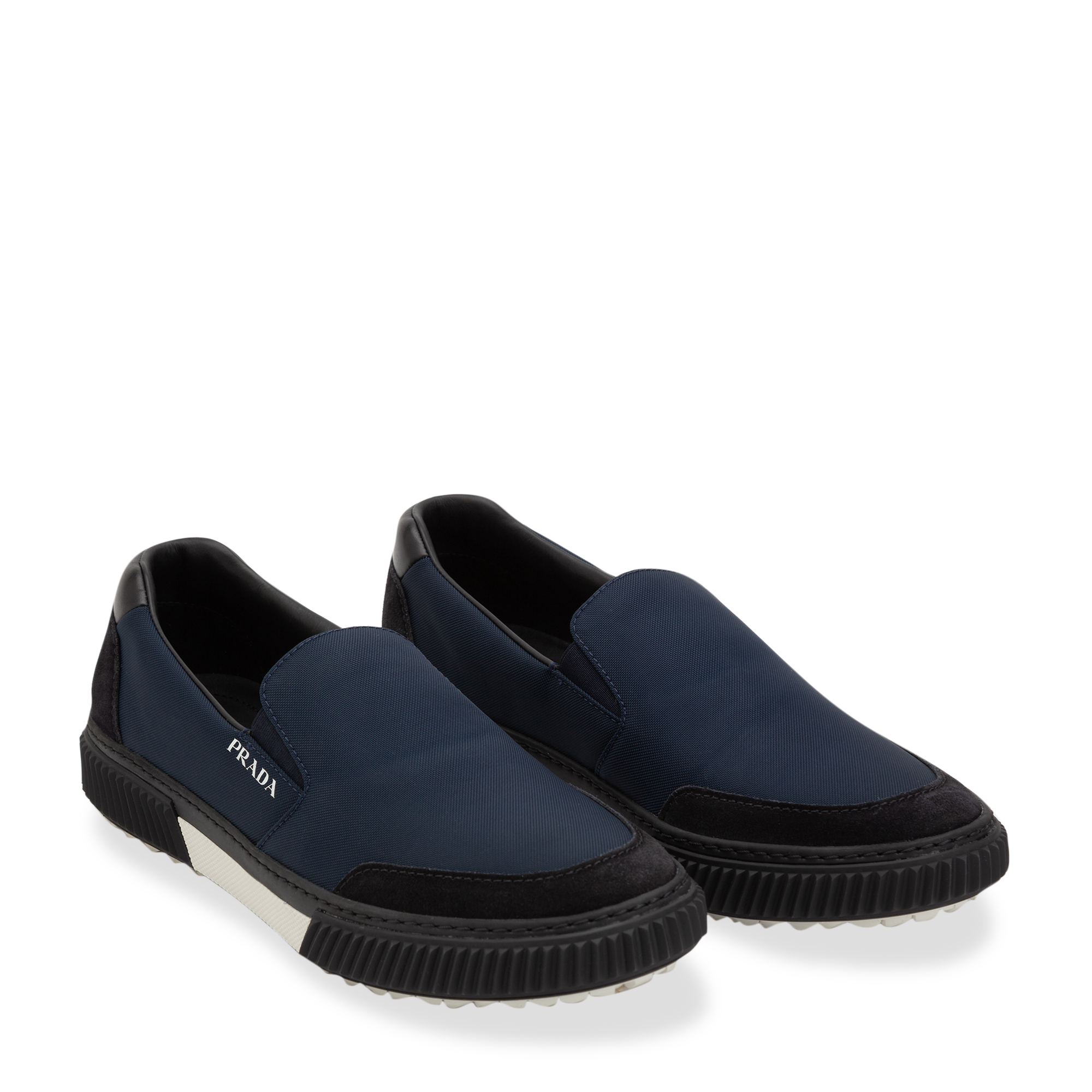 

Nylon and suede slip-on sneakers, Blue