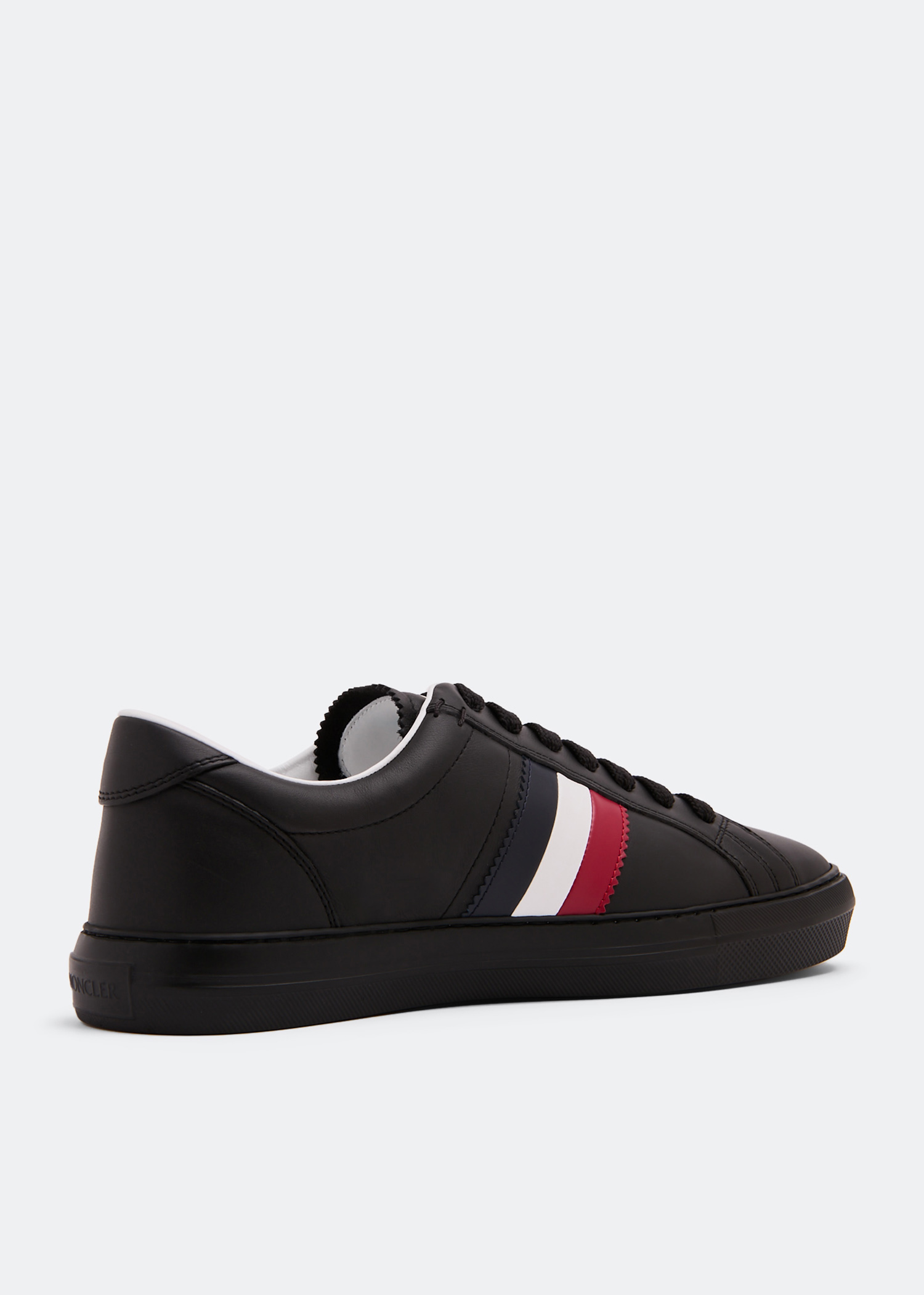 MONCLER New Monaco low-top lace-up leather sneakers with side stripes -  Bongenie Grieder