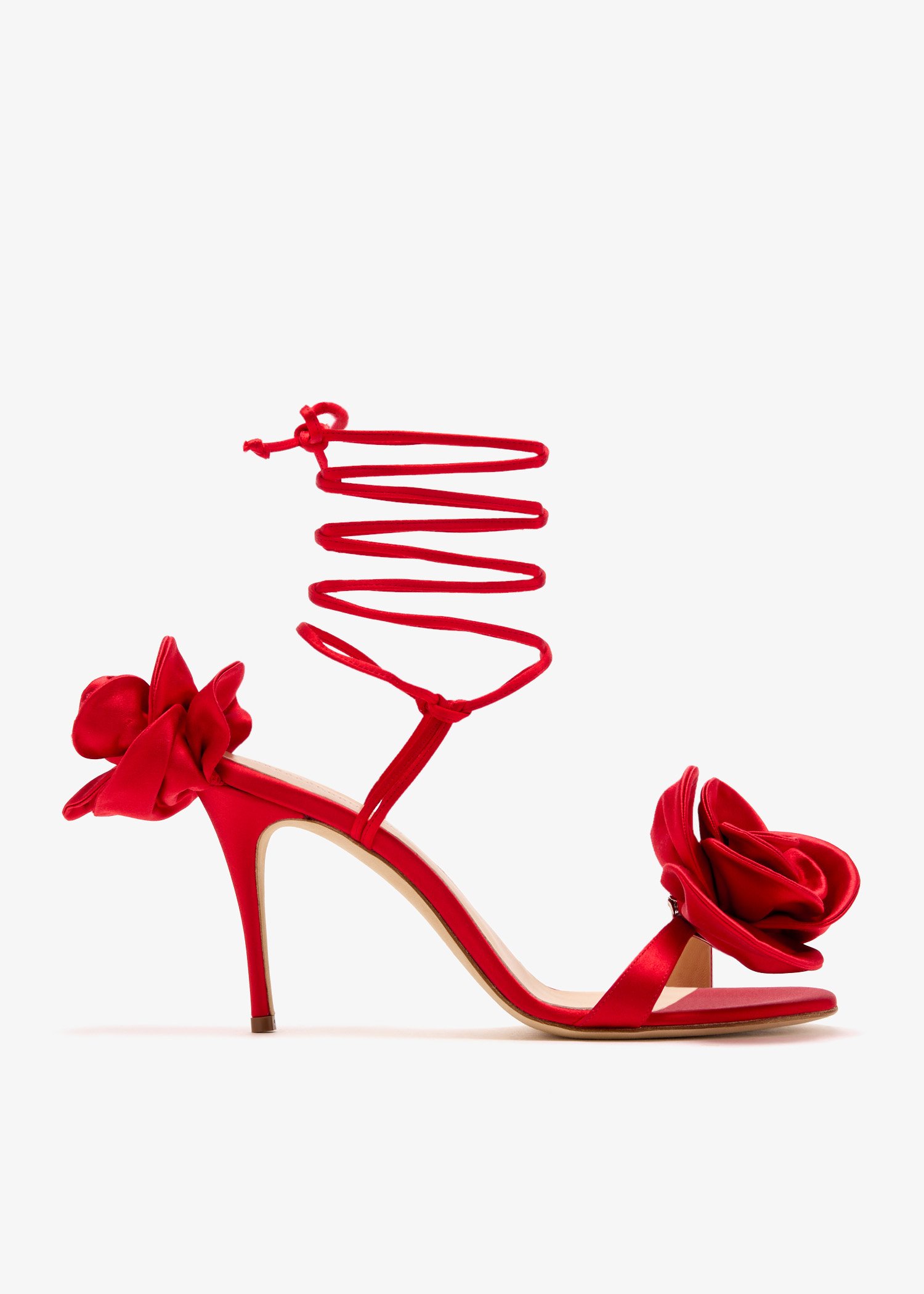 

Flower lace-up sandals, Red