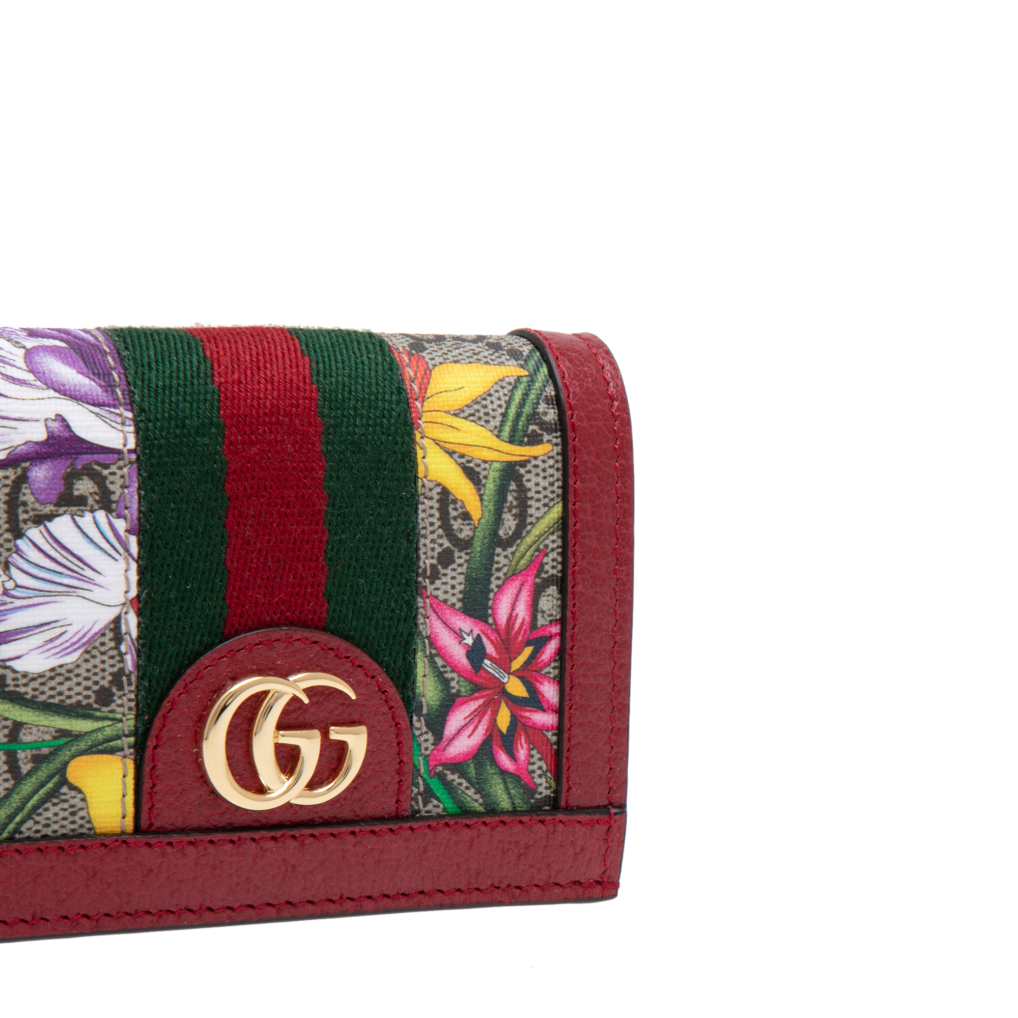 

Ophidia GG Flora card case wallet, Red