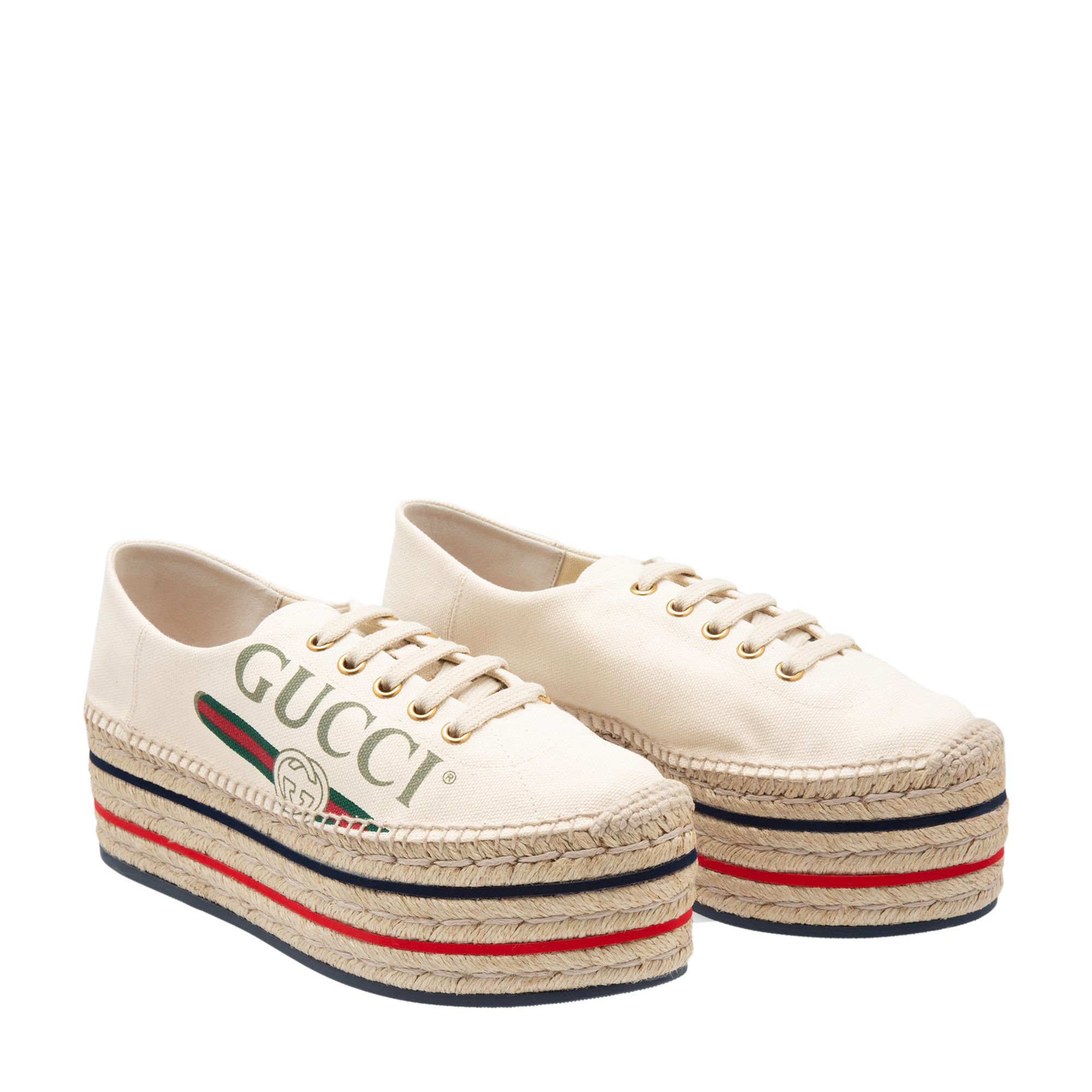 

Logo platform espadrilles, White