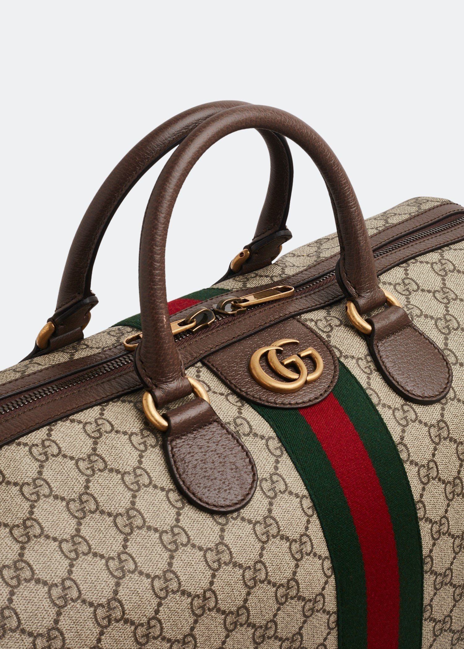 Gucci Ophidia GG Large Carry-On Canvas Duffle Bag Beige