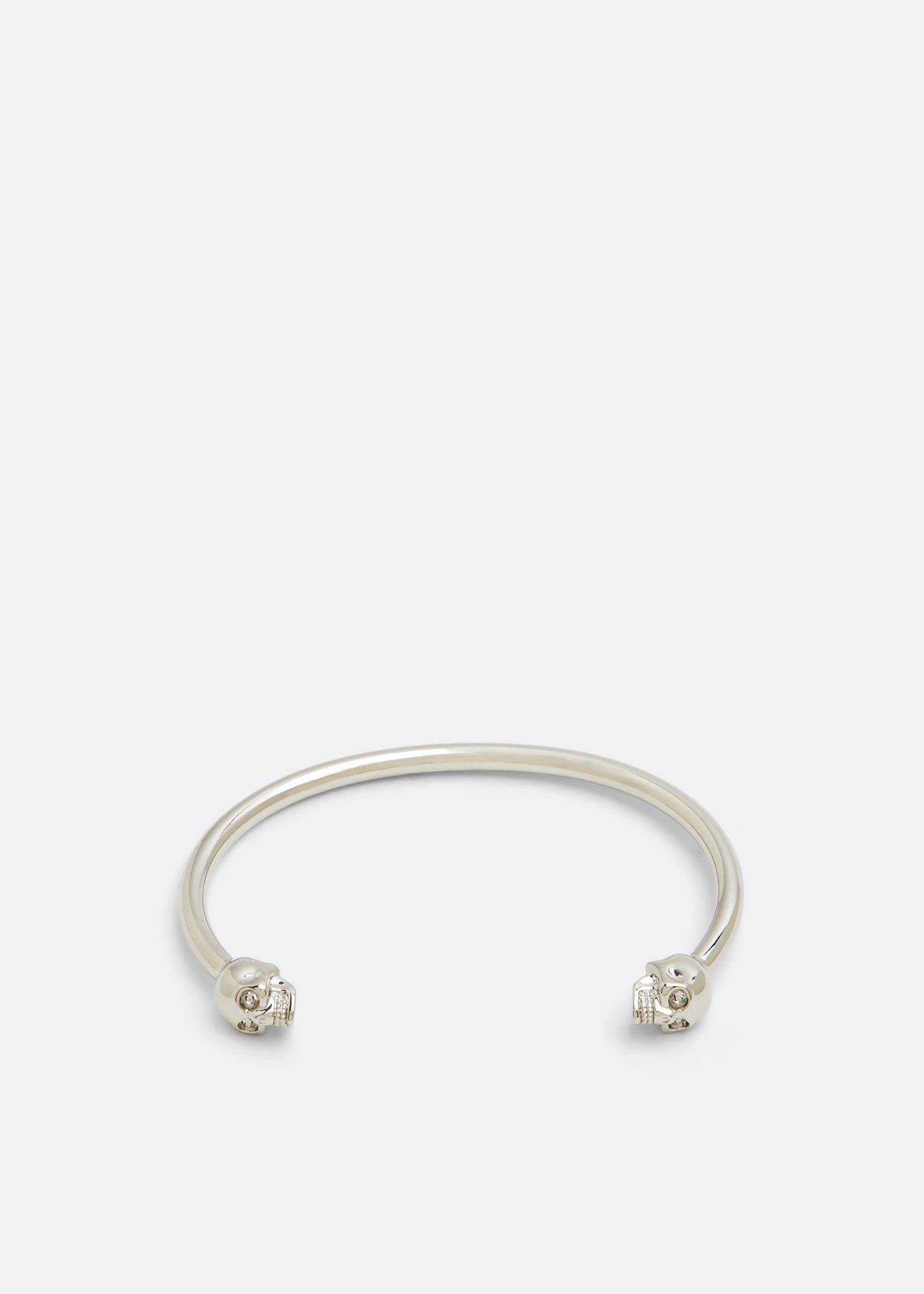 Thin Twin skull bracelet Antique Silver for Women