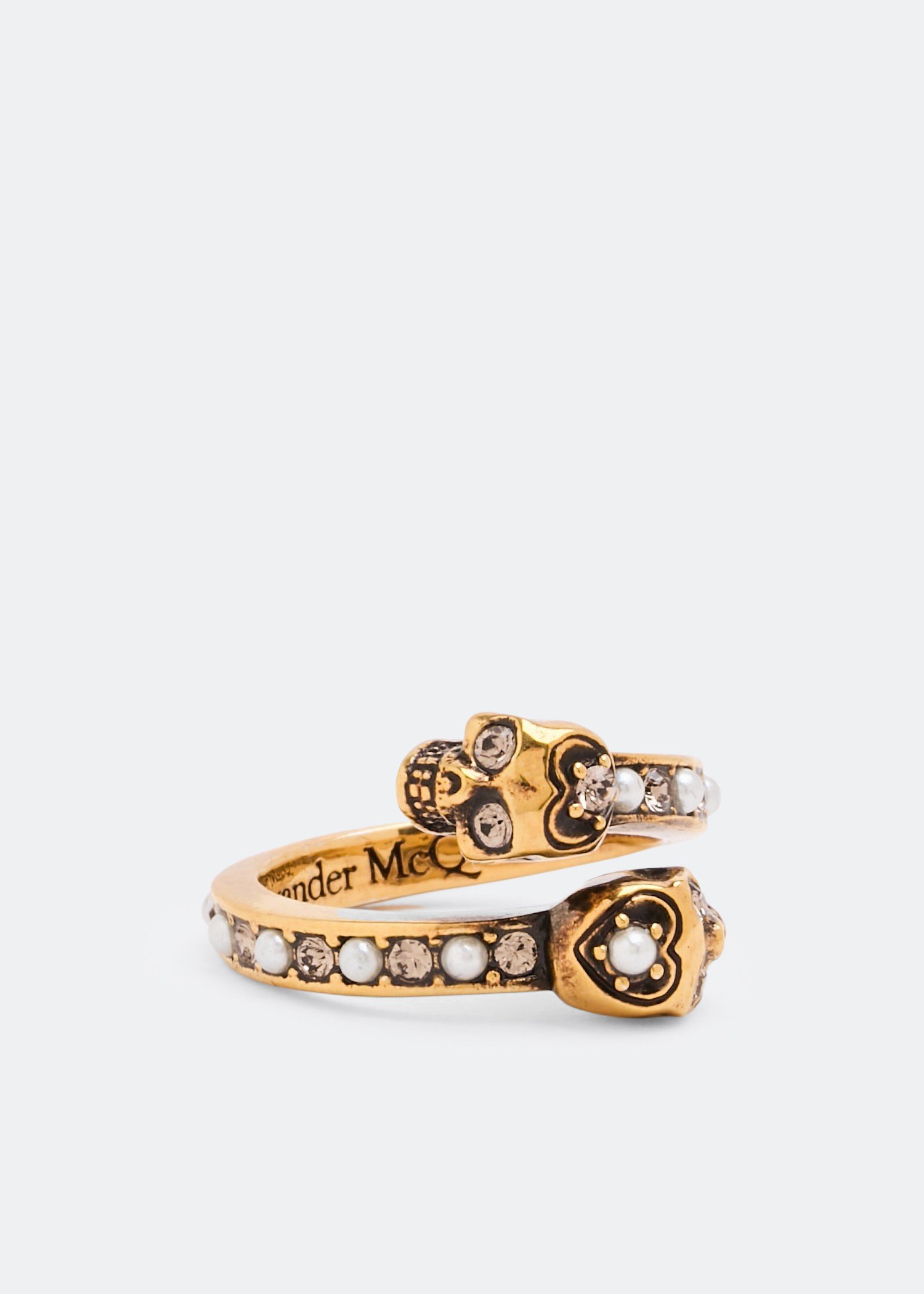 Alexander McQueen JEW.TWIN SKULL RING OTTONE for Women Gold in