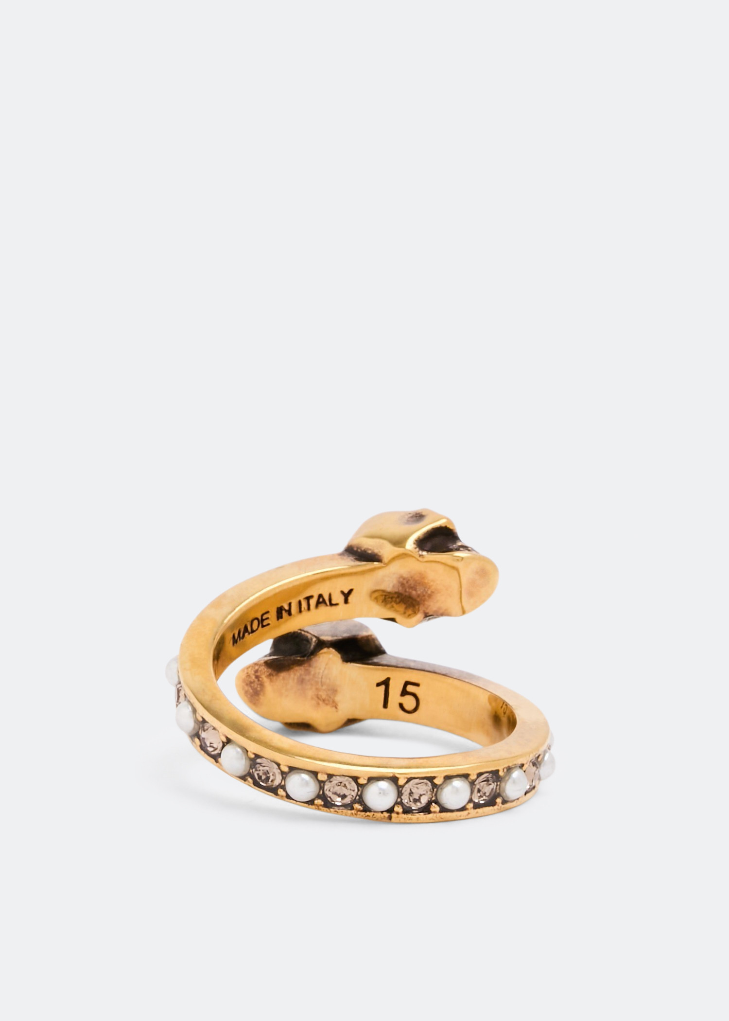 McQueen JEW.TWIN SKULL RING OTTONE for Women - Gold in UAE