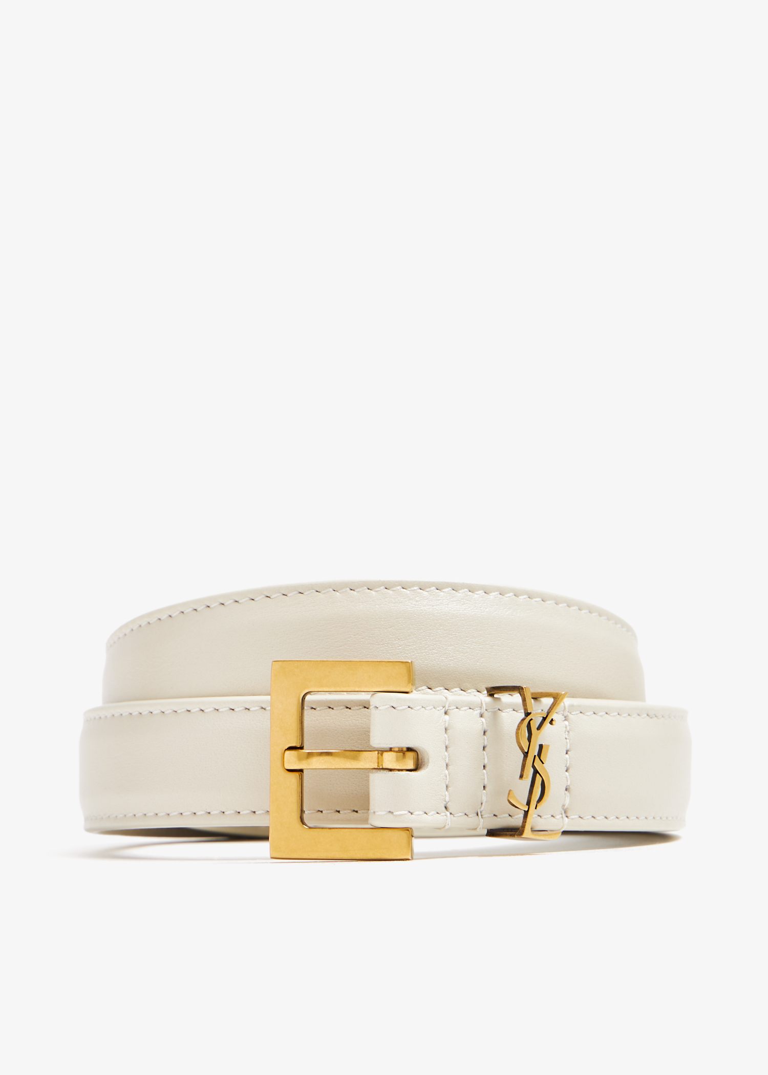 

Narrow monogram belt, White