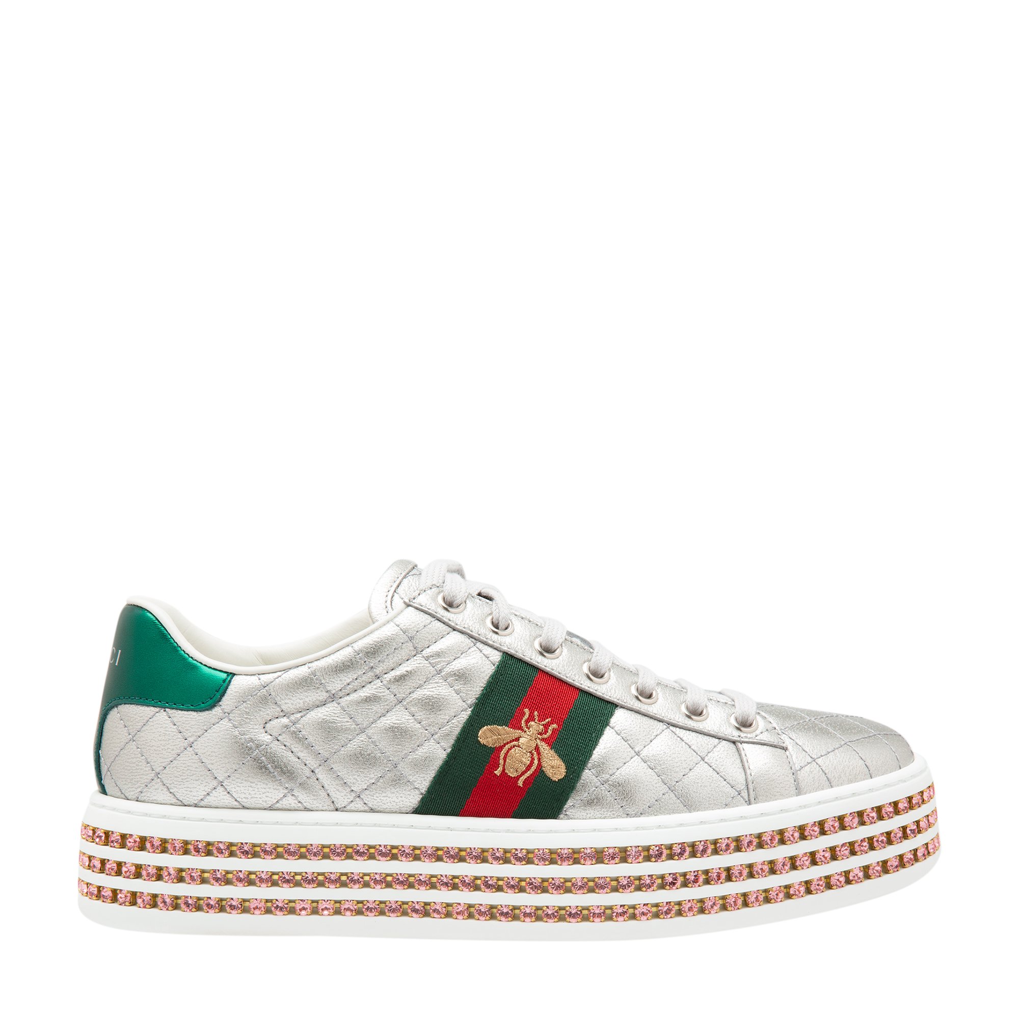 Gucci Crystal embellished Ace sneakers for Women Silver in UAE