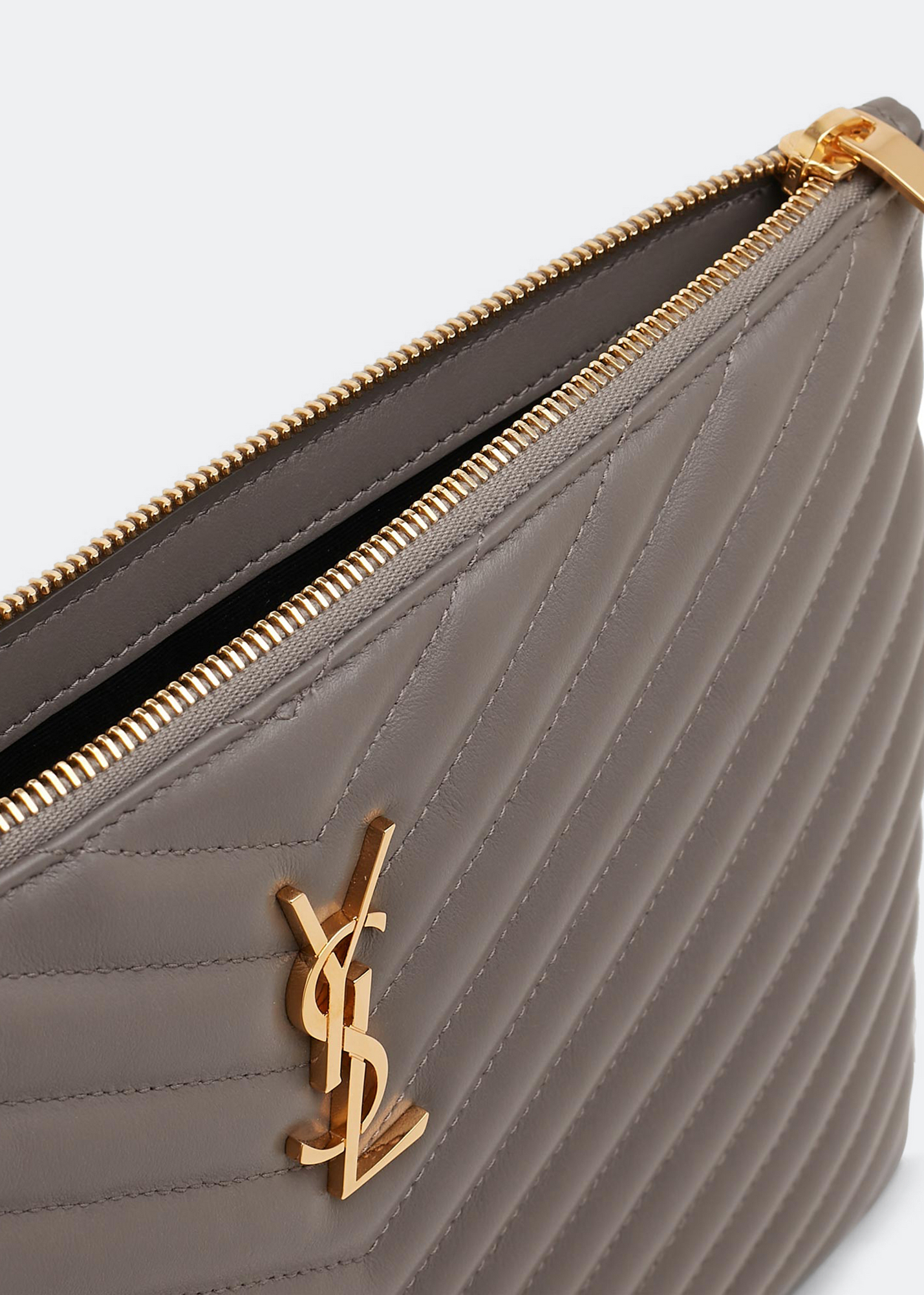 Saint Laurent Monogramme leather pouch for Women Grey in UAE Level Shoes