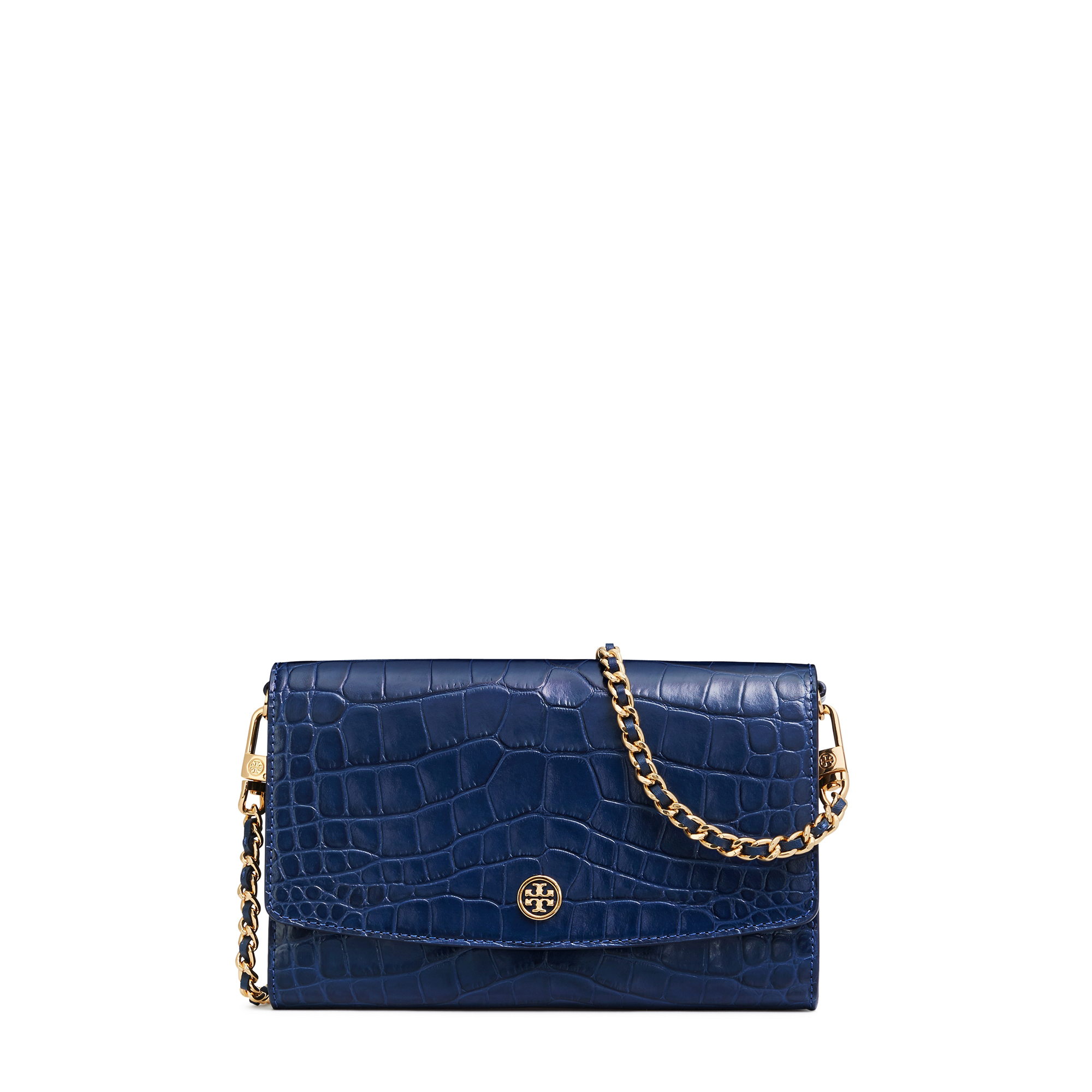 Tory Burch Robinson embossed chain wallet for Women Blue in KSA Level Shoes