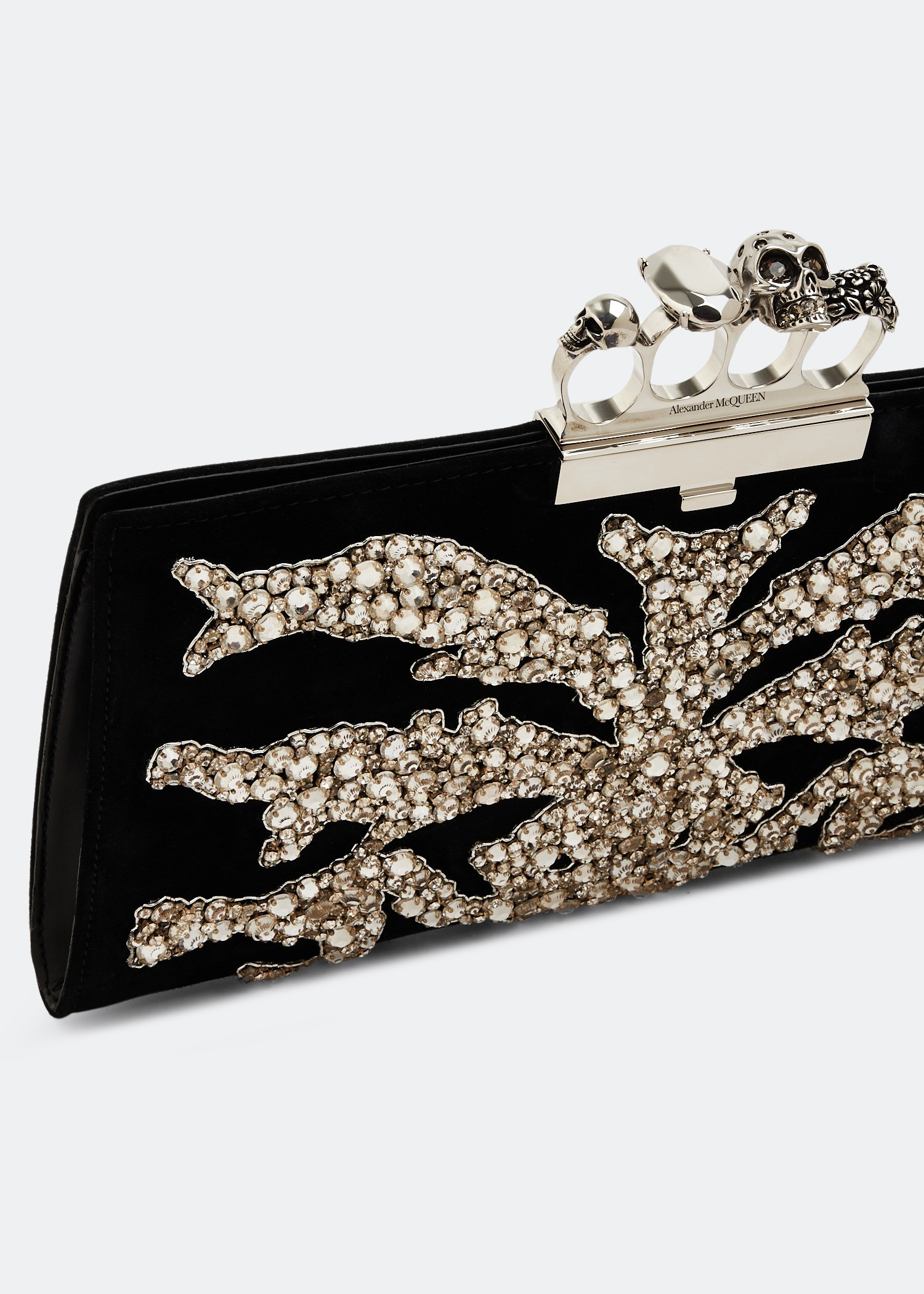 

Jewelled flat pouch, Black
