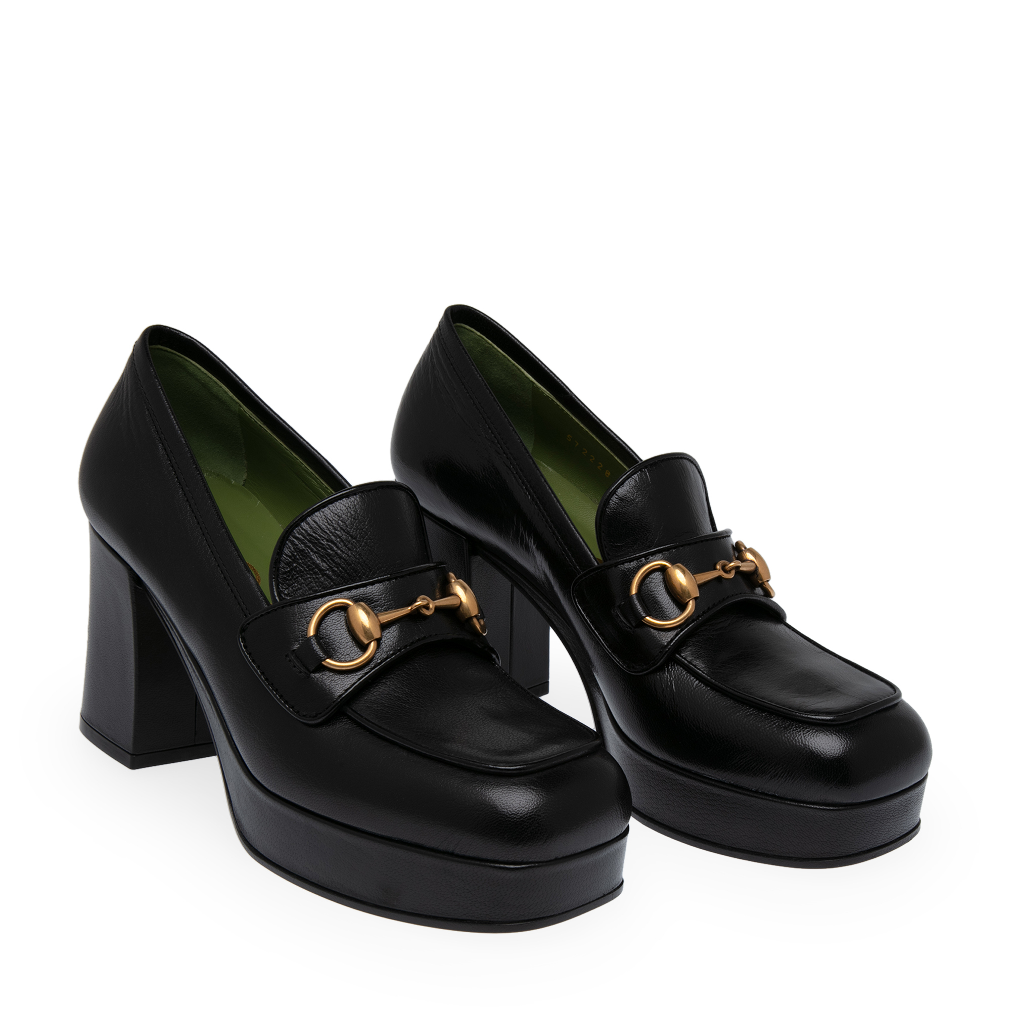 

Leather moccasin pumps, Black