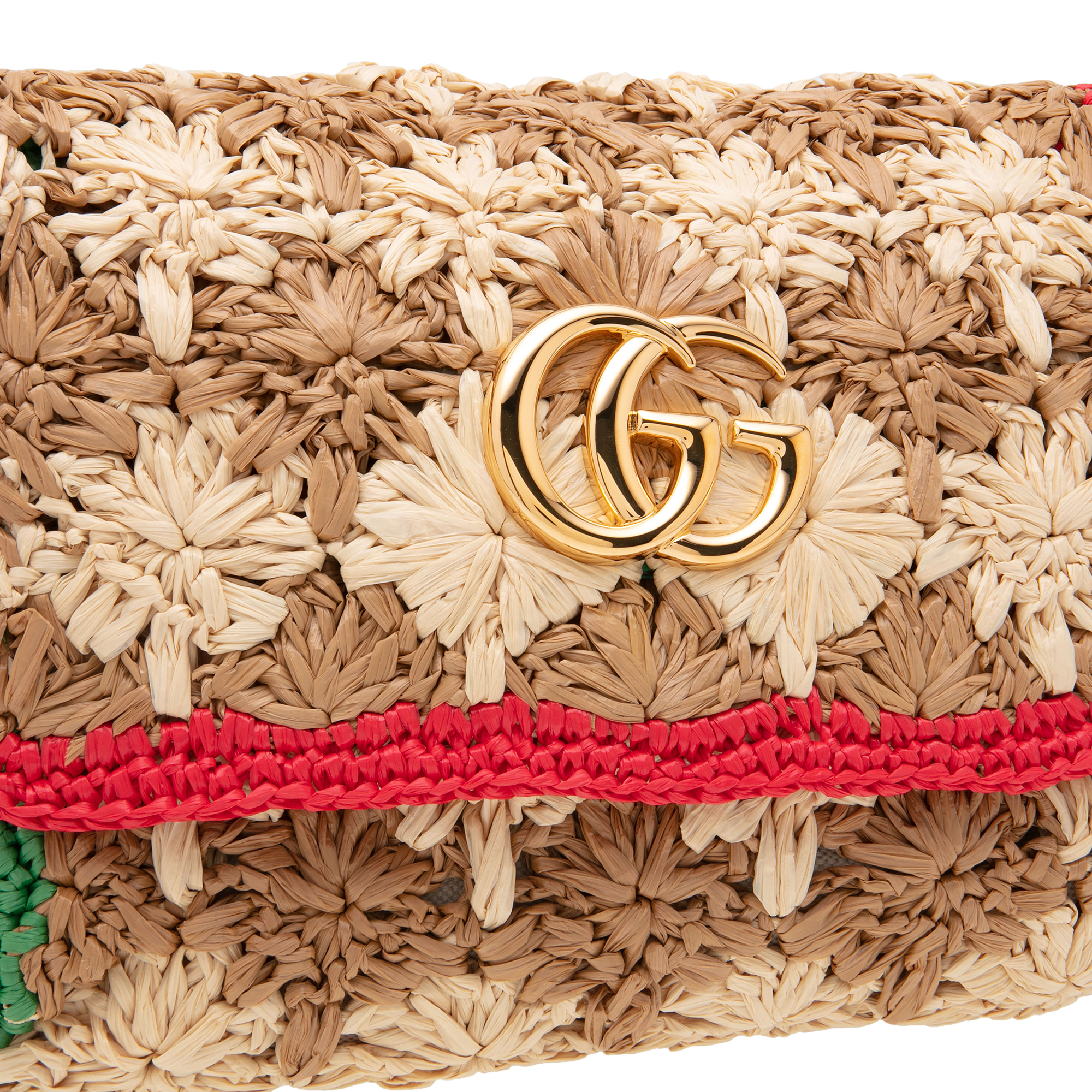 

GG Marmont raffia small shoulder bag, Multi-coloured