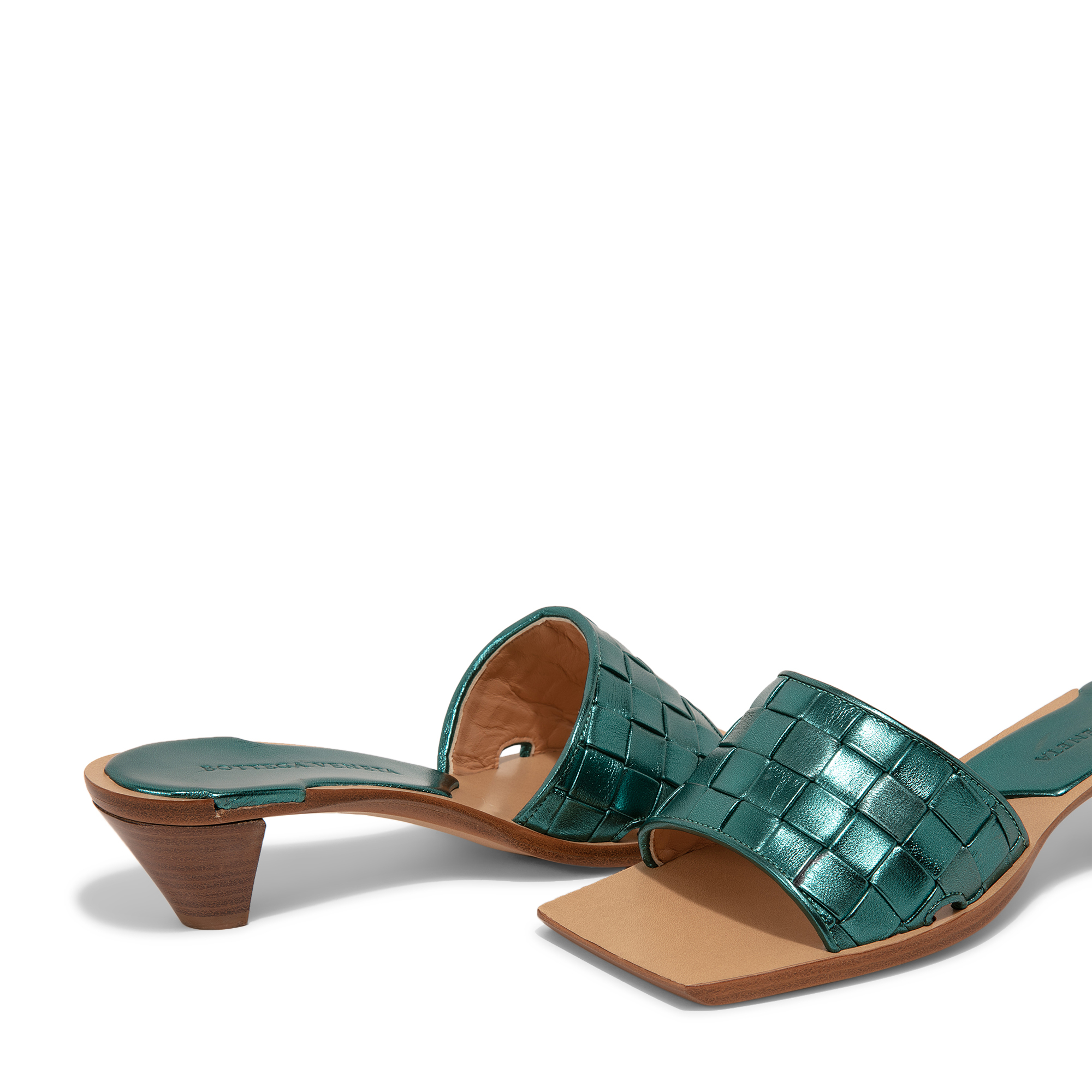 

Square-toe sandals, Metallic