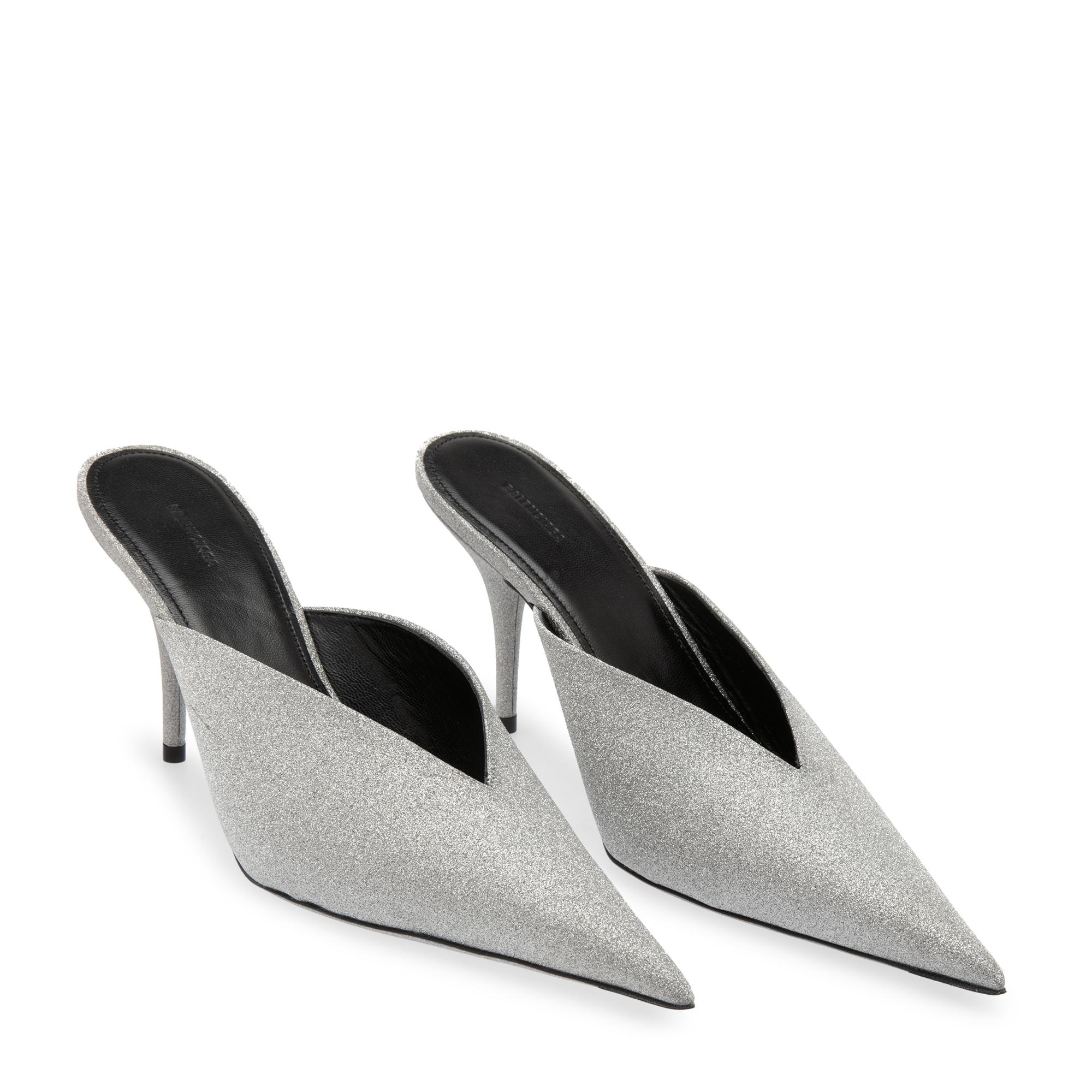 

Glitter leather mules, Silver