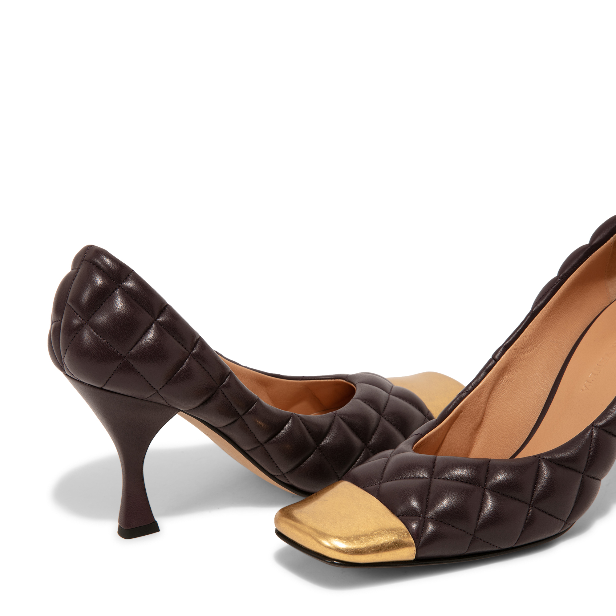 

Quilted leather pumps, Brown