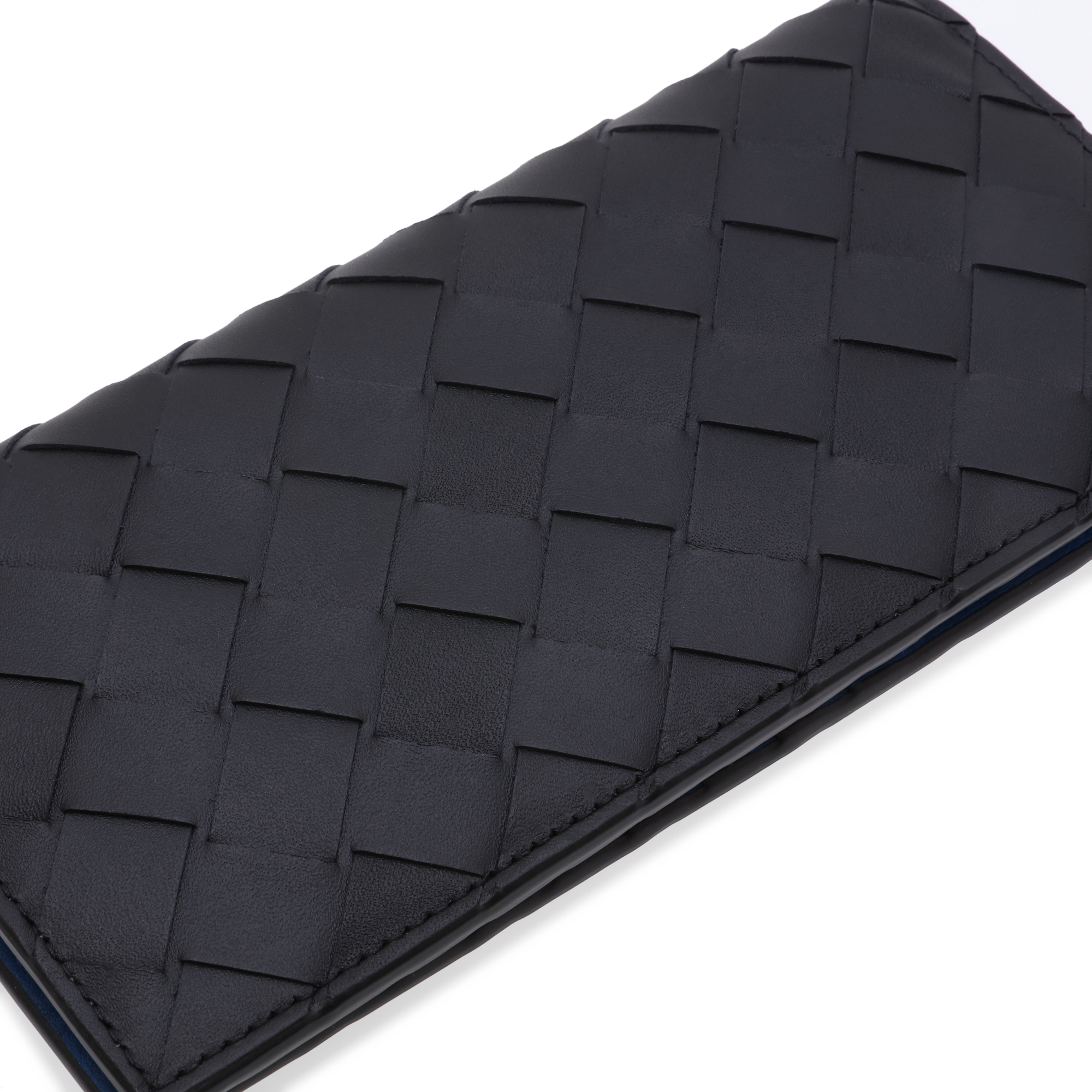 

Intrecciato leather card holder, Black