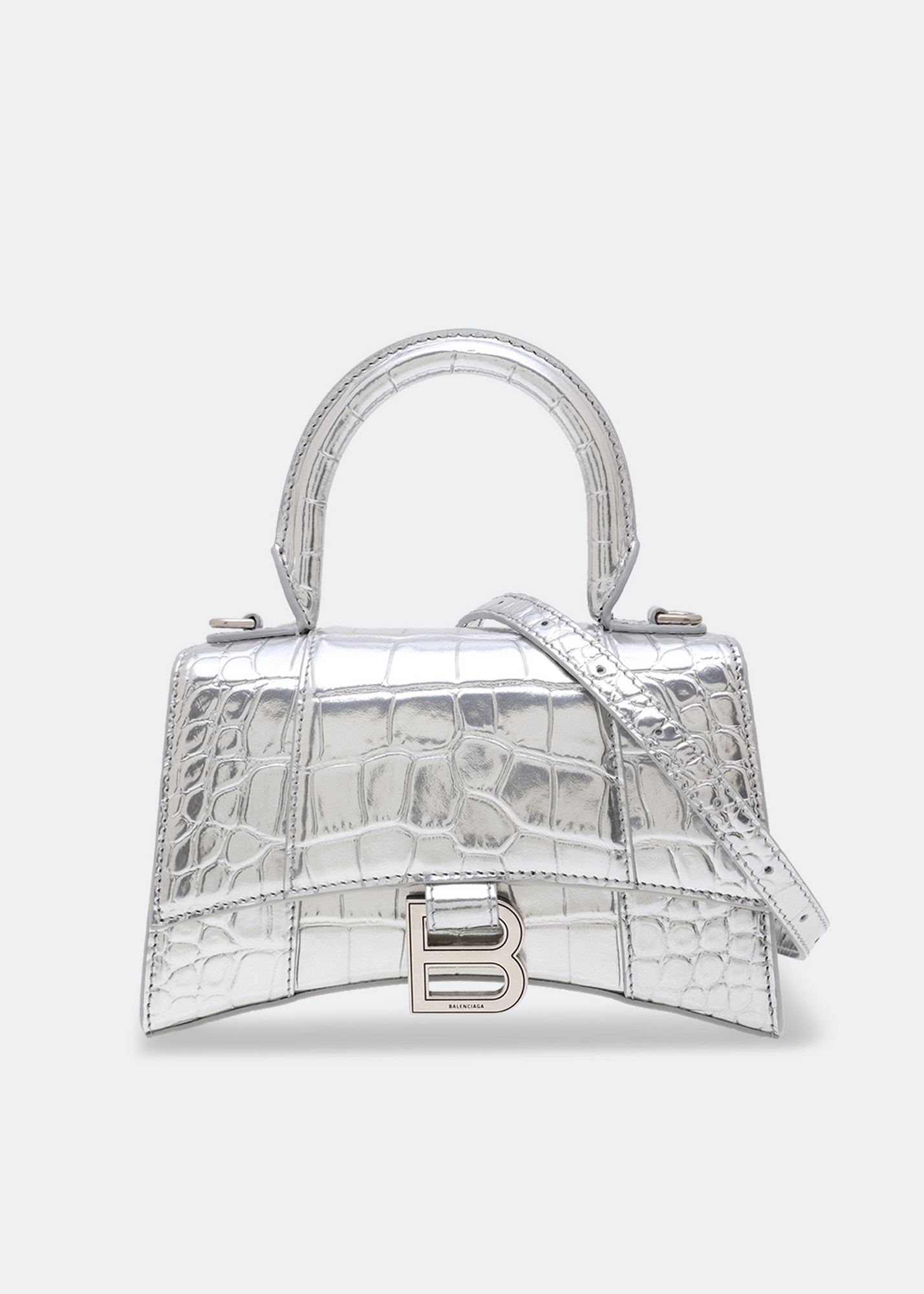 Buy Balenciaga Hourglass Mini Top Handle Bag in Metallic Crocodile Embossed  Calfskin for WOMEN  Ounass Saudi Arabia