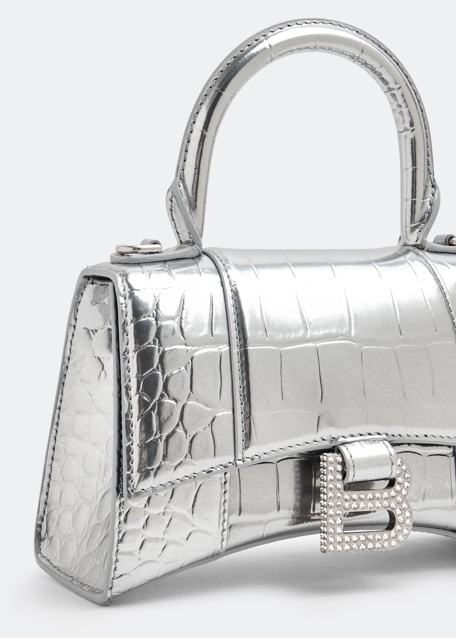 Balenciaga Hourglass XS embossed tote bag silver  MODES
