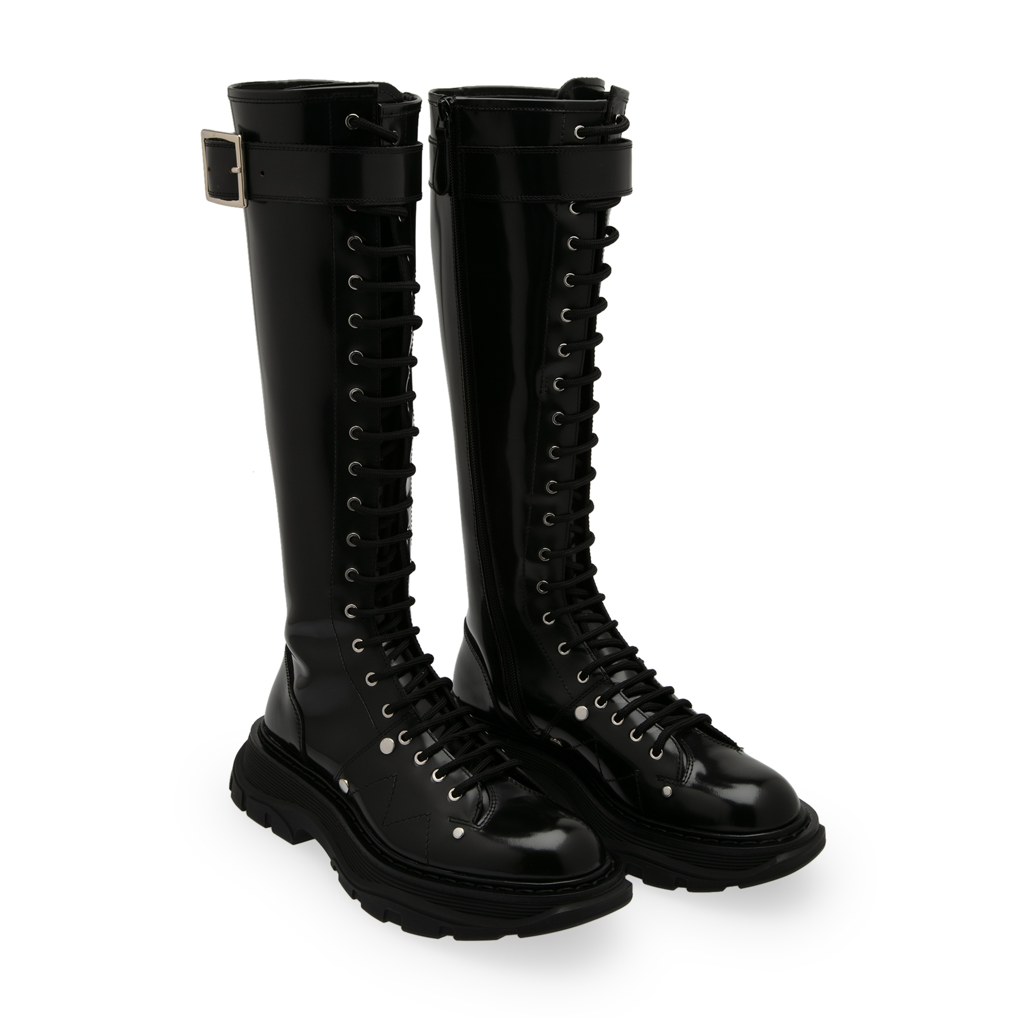 

Lace-up leather boots, Black
