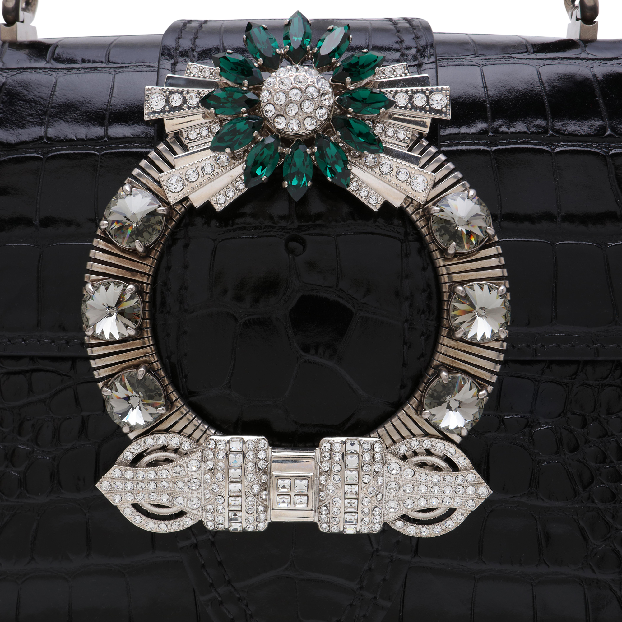 

Miu Lady crocodile-effect bag, Black