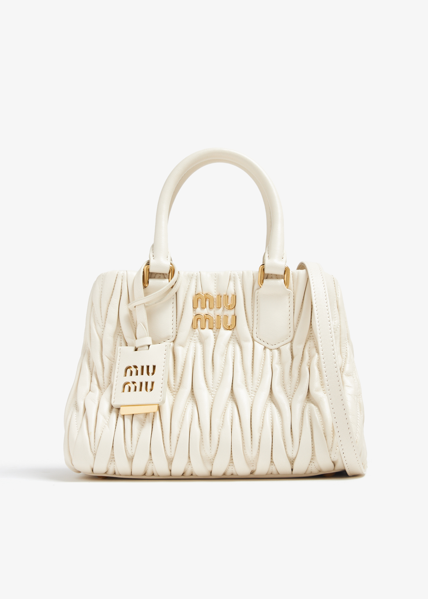 

Matelassé leather mini handbag, White
