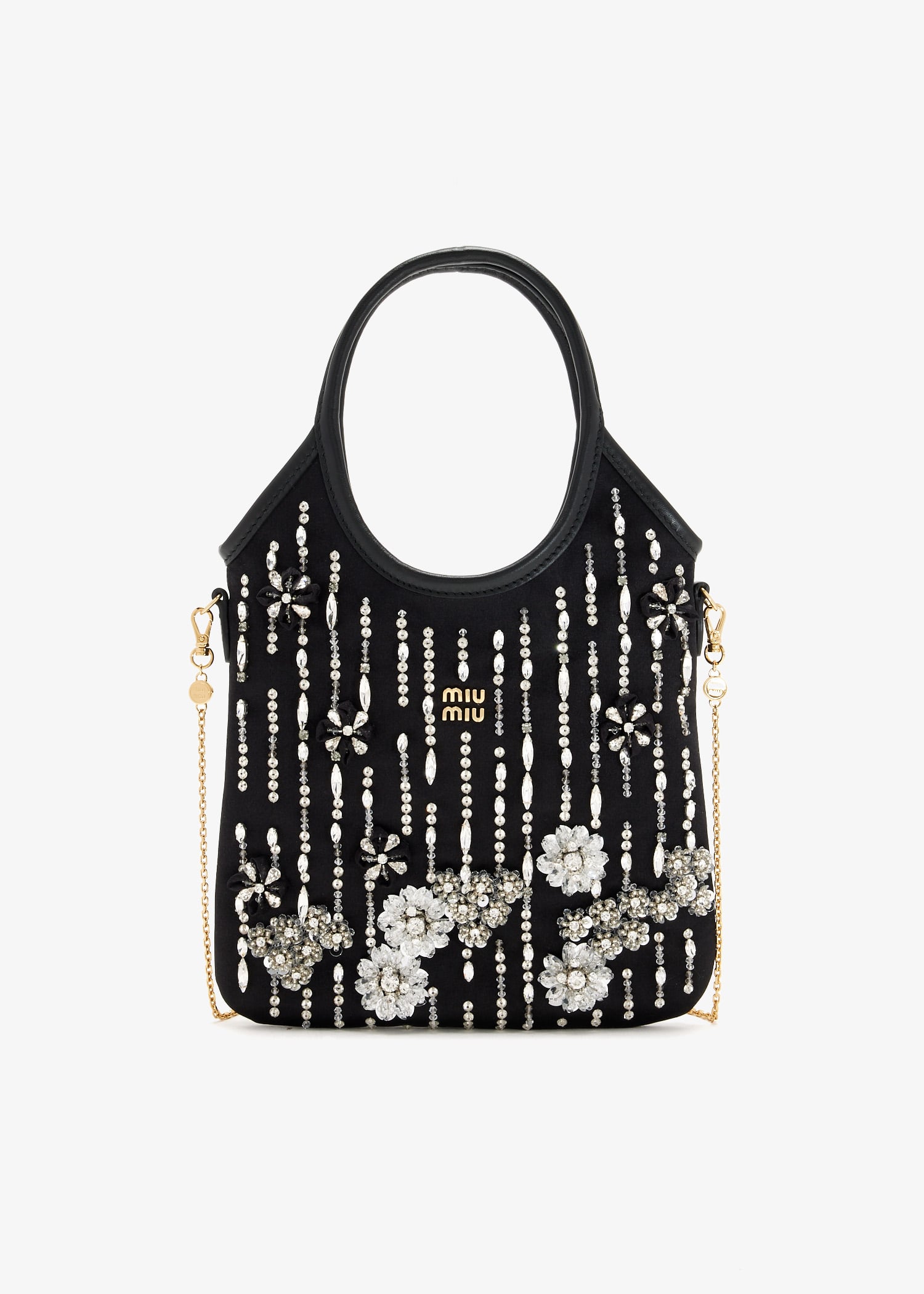 

Ivy embroidered satin mini bag, Black