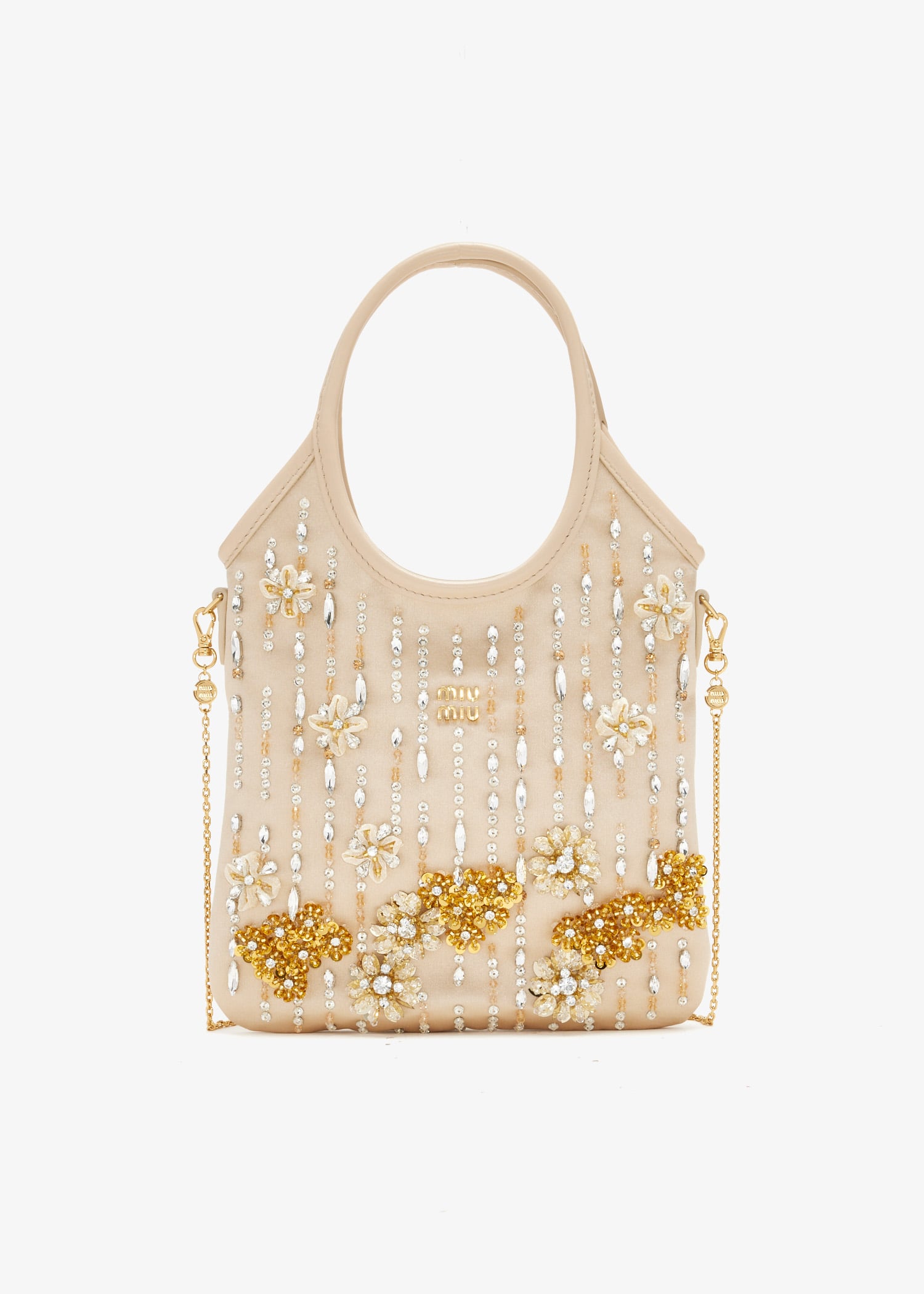 

Ivy embroidered satin mini bag, Beige