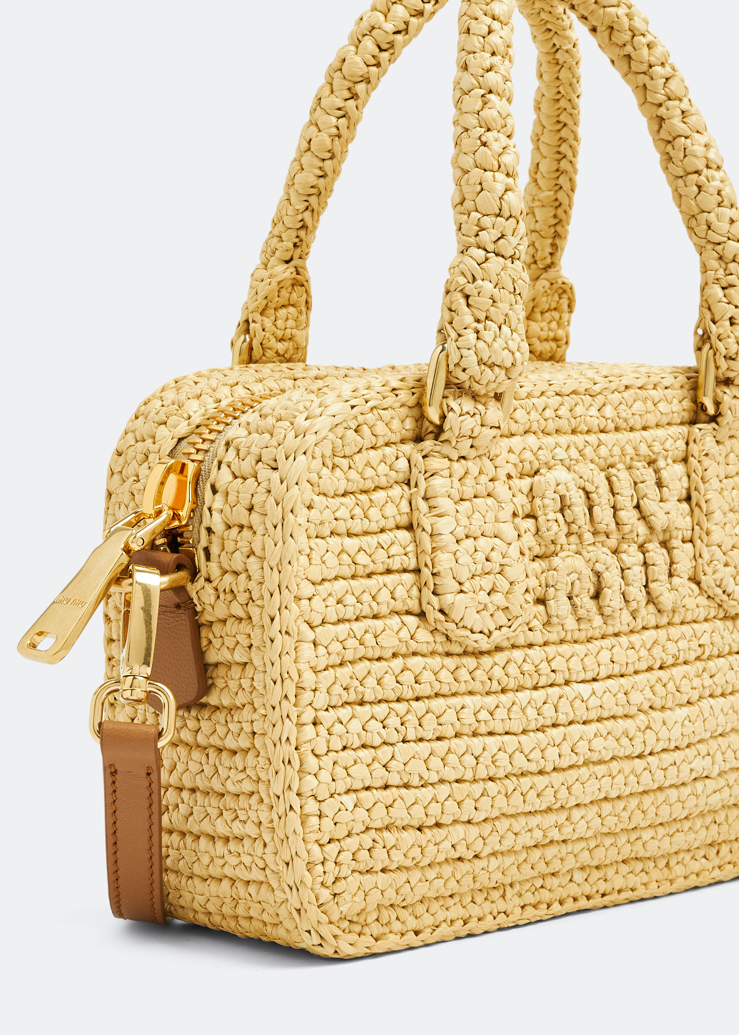 

Crochet top-handle bag, Beige