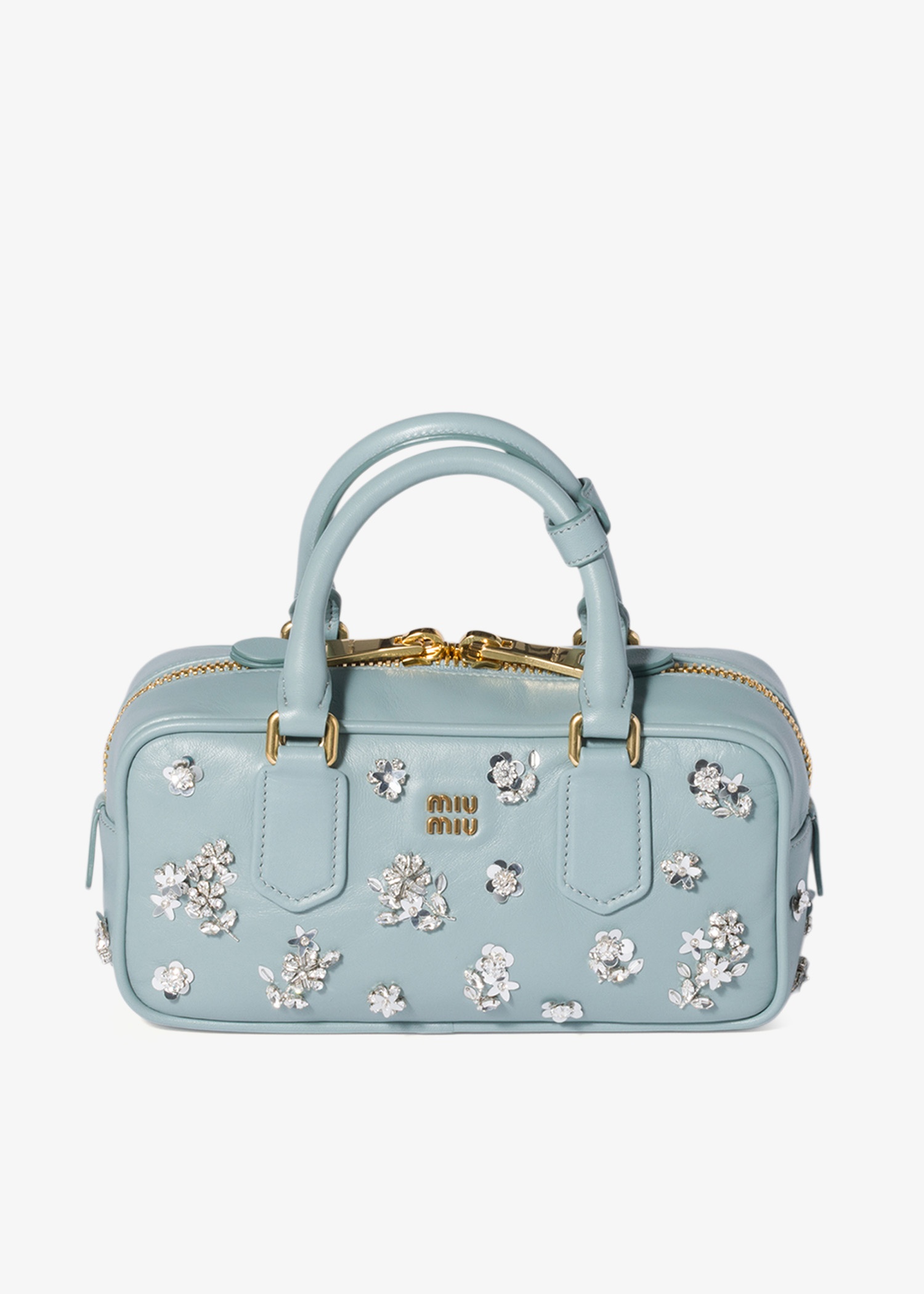 

Arcadie embroidered nappa leather bag, Blue
