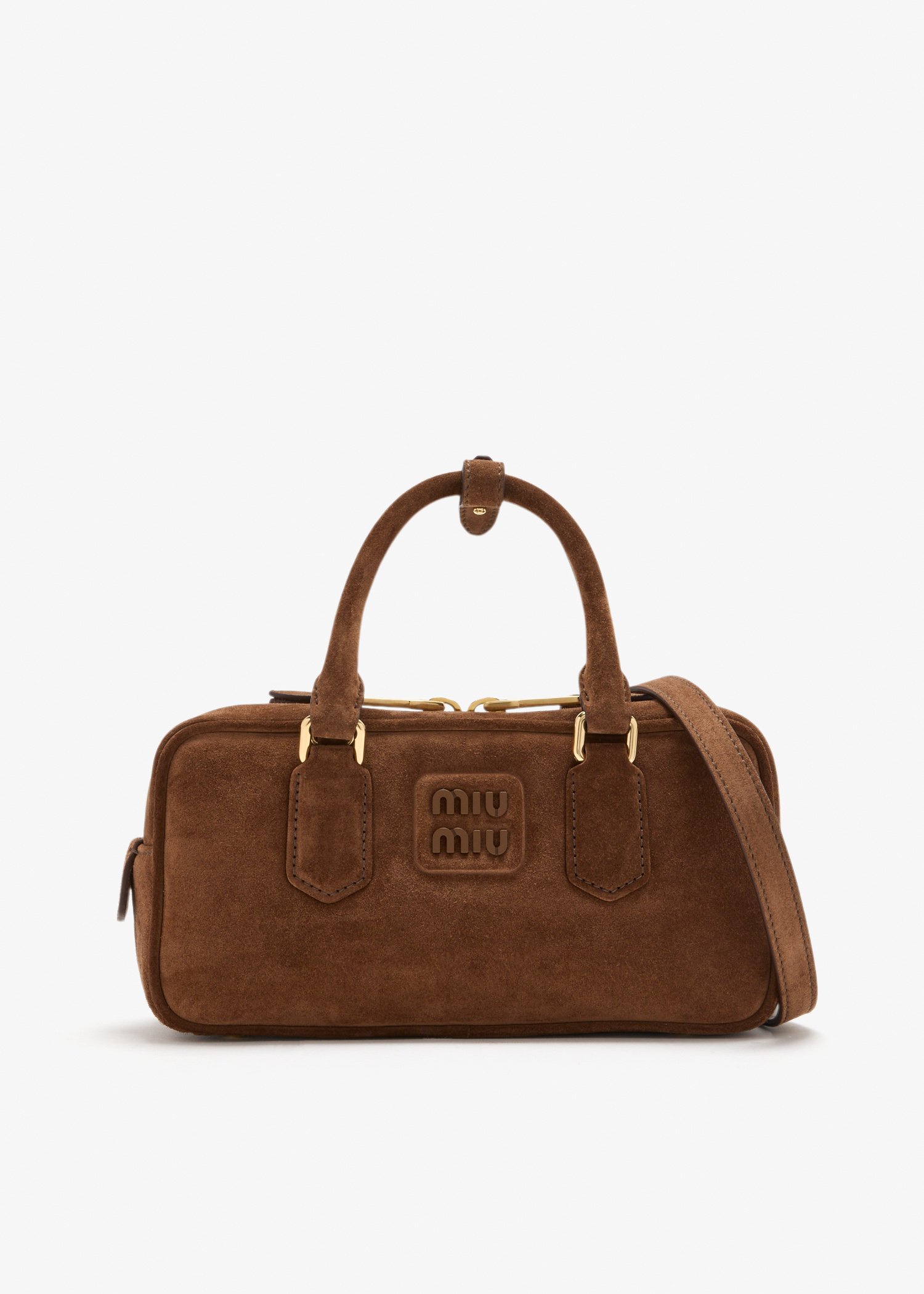 

Arcadie padded suede bag, Brown