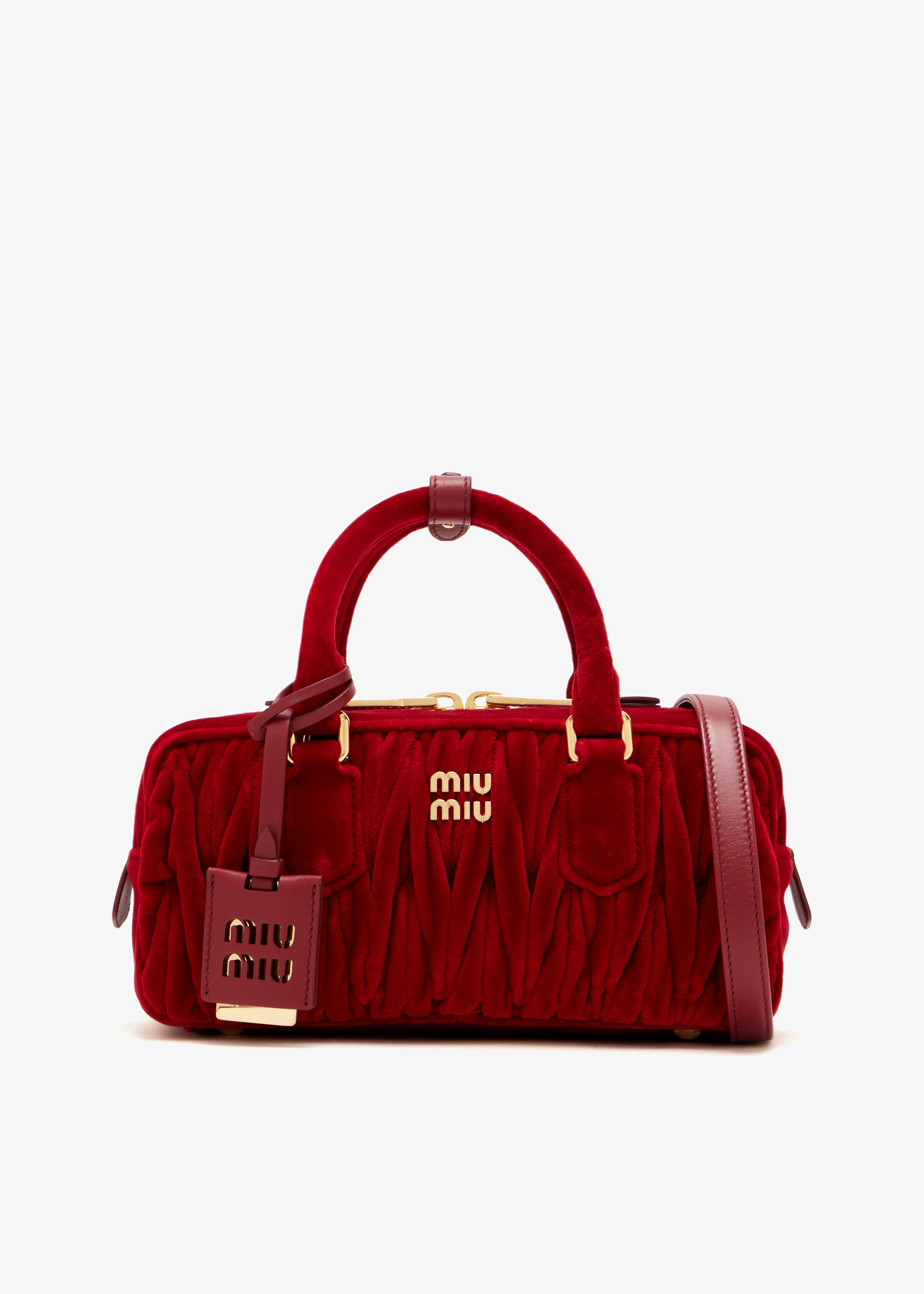 

Arcadie matelassé velvet bag, Red