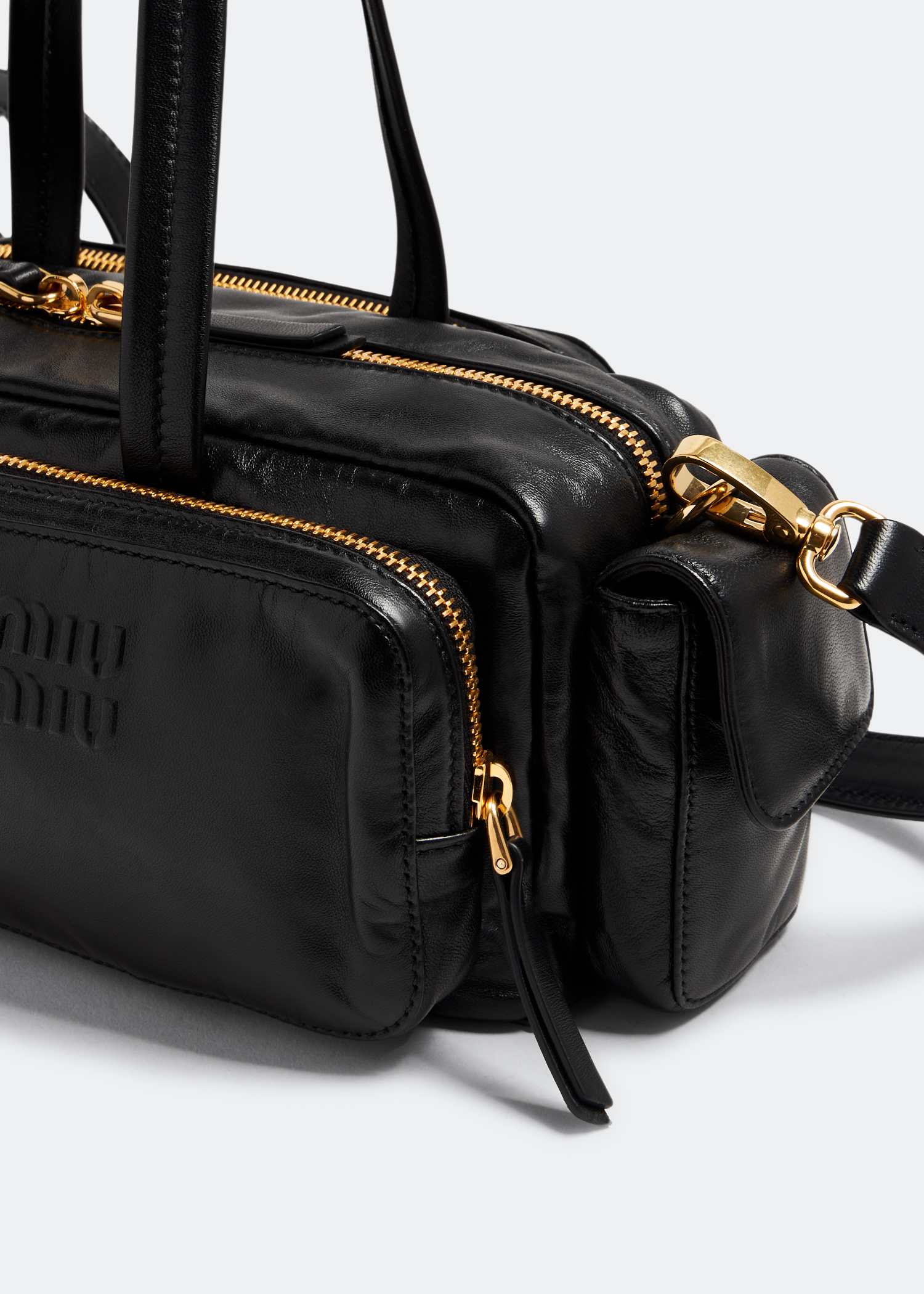 

Nappa leather top-handle bag, Black