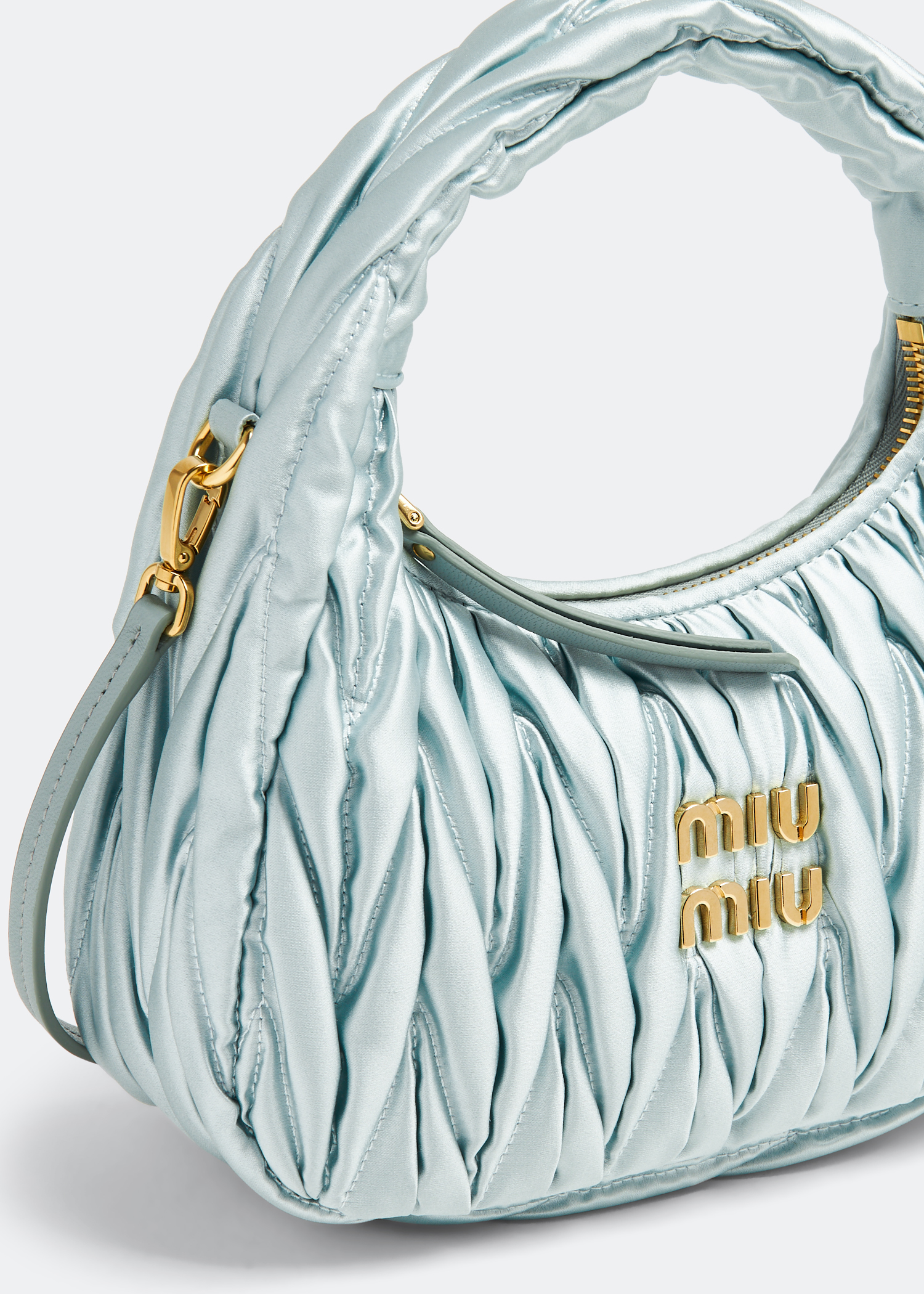 

Wander matelassé satin mini hobo bag, Blue