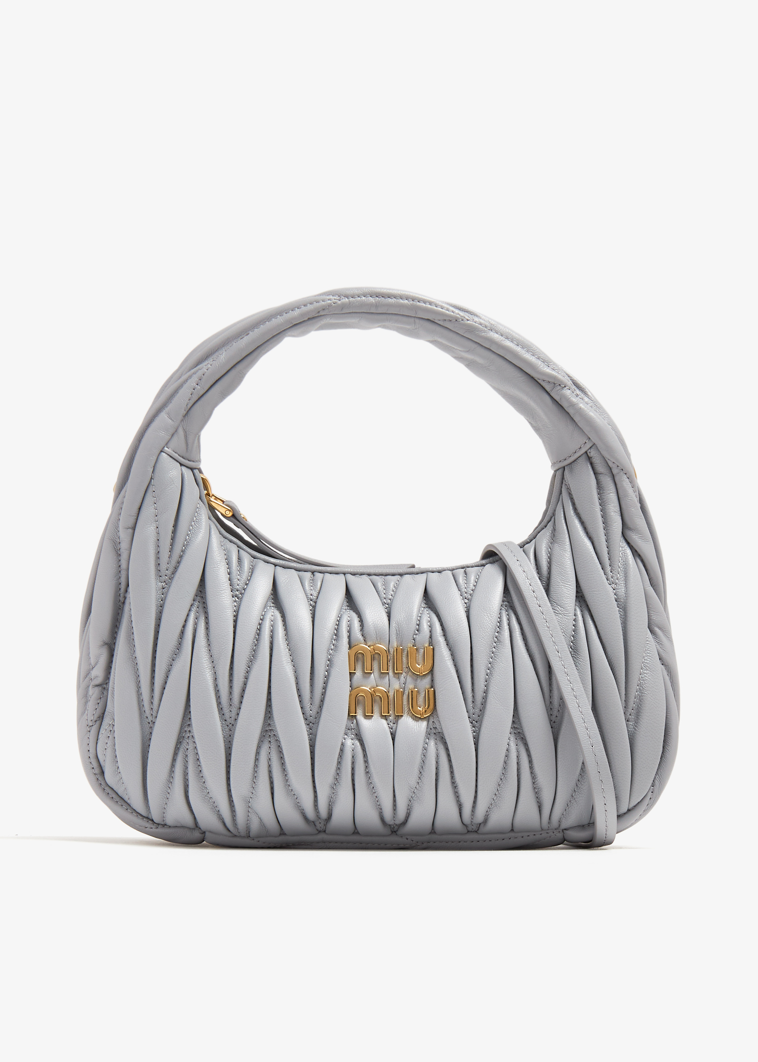 

Wander matelassé mini hobo bag, Grey